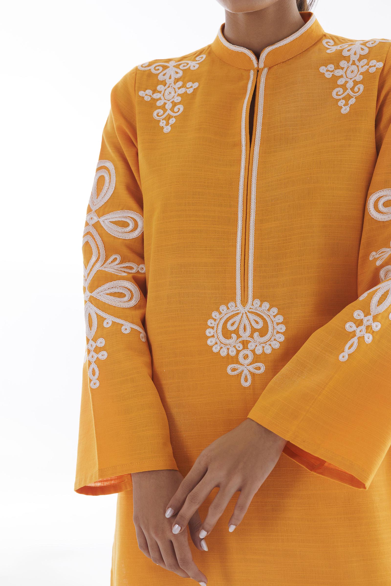 Stitched Embroidered Slub Khaddar Shirt - FW25ESE981