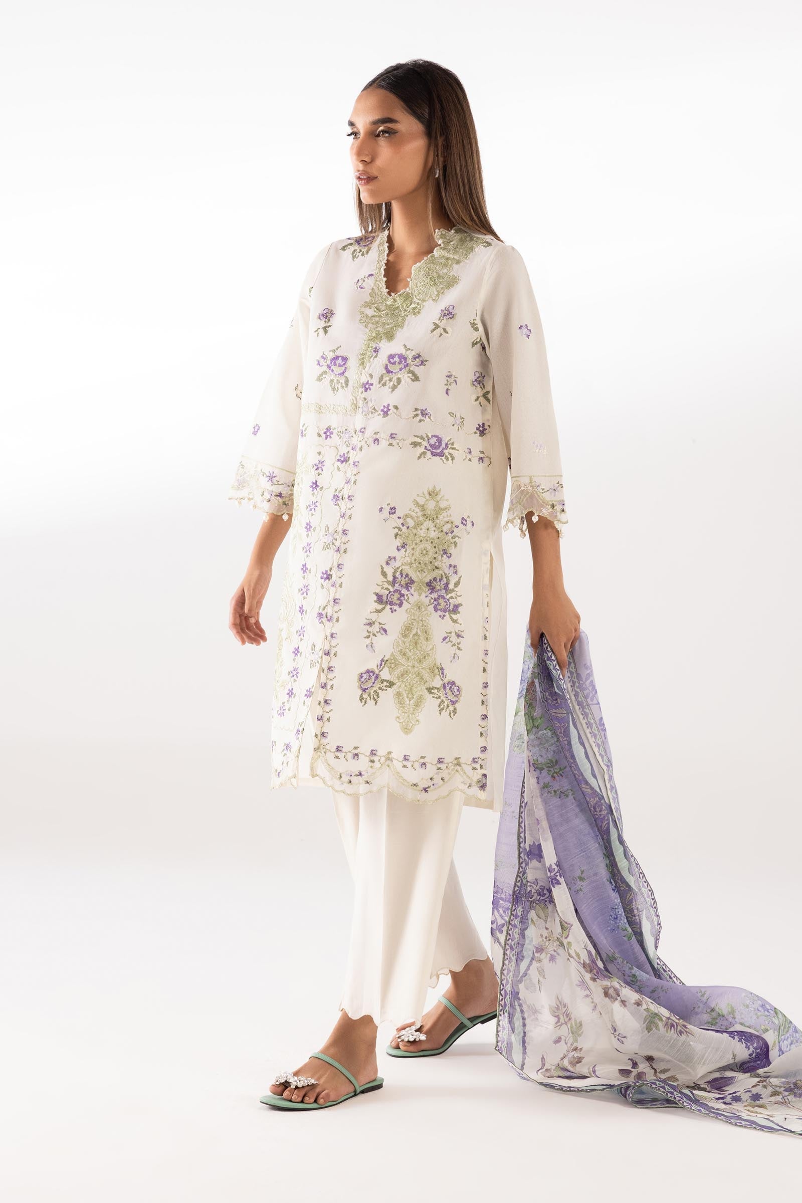 Sana Safinaz Stitched Embroidered Muzlin Lawn Suit - SC26MUZ211AP3