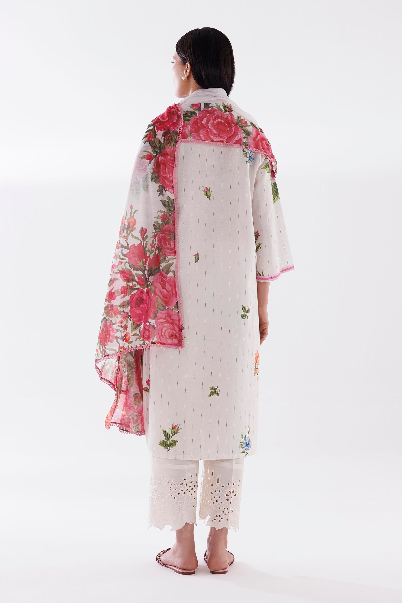 Sana Safinaz Stitched Printed Textured Shirt + Dupatta - SC26BSP623P2D