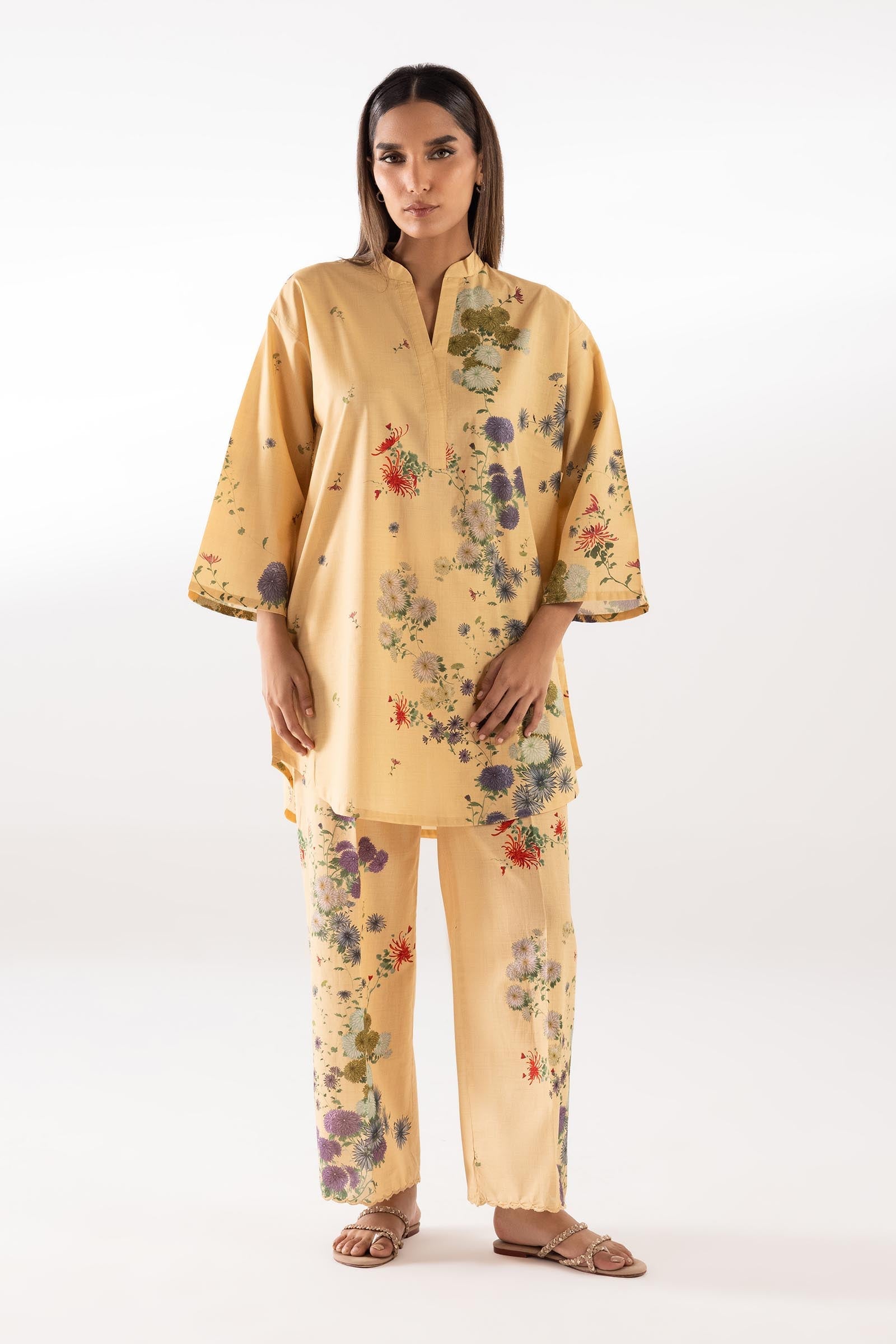 Sana Safinaz Stitched Printed Lawn Shirt + Culotte - SC26MHY306BP2T