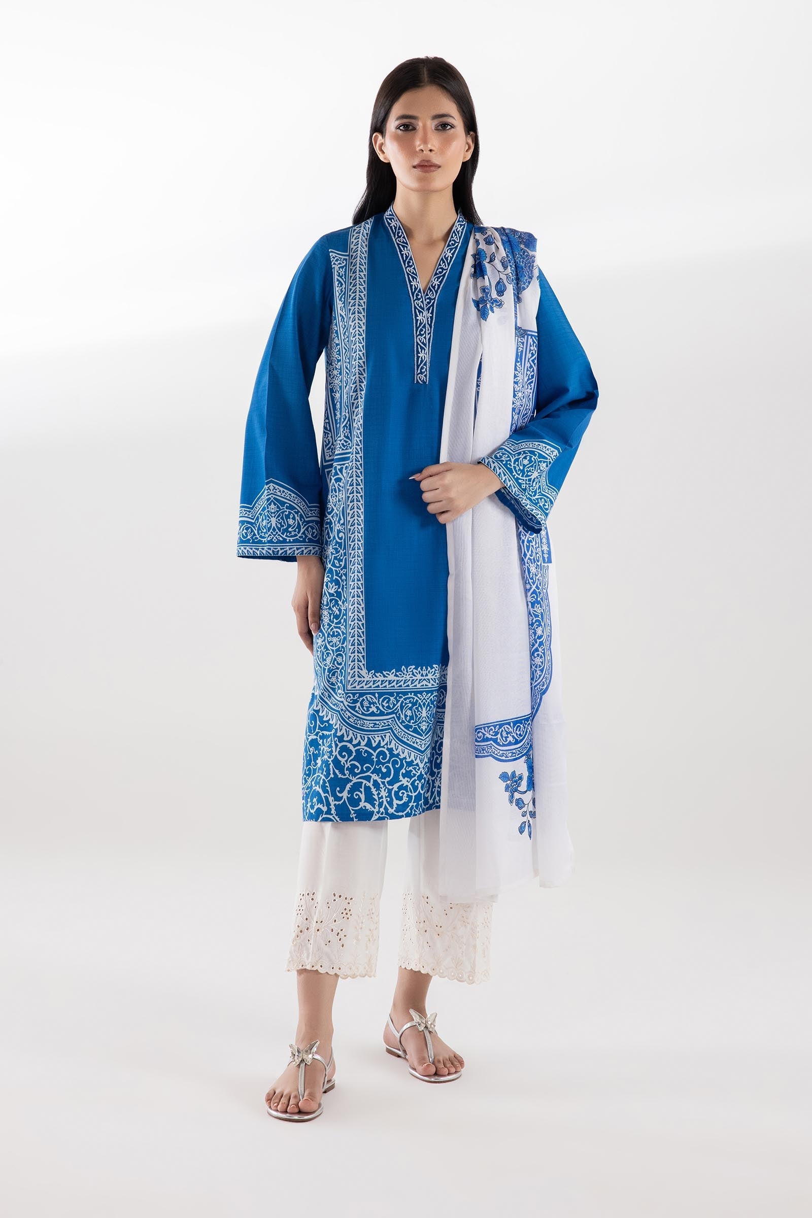 Sana Safinaz Stitched Printed Lawn Shirt + Dupatta - SC26MHY308BP2D