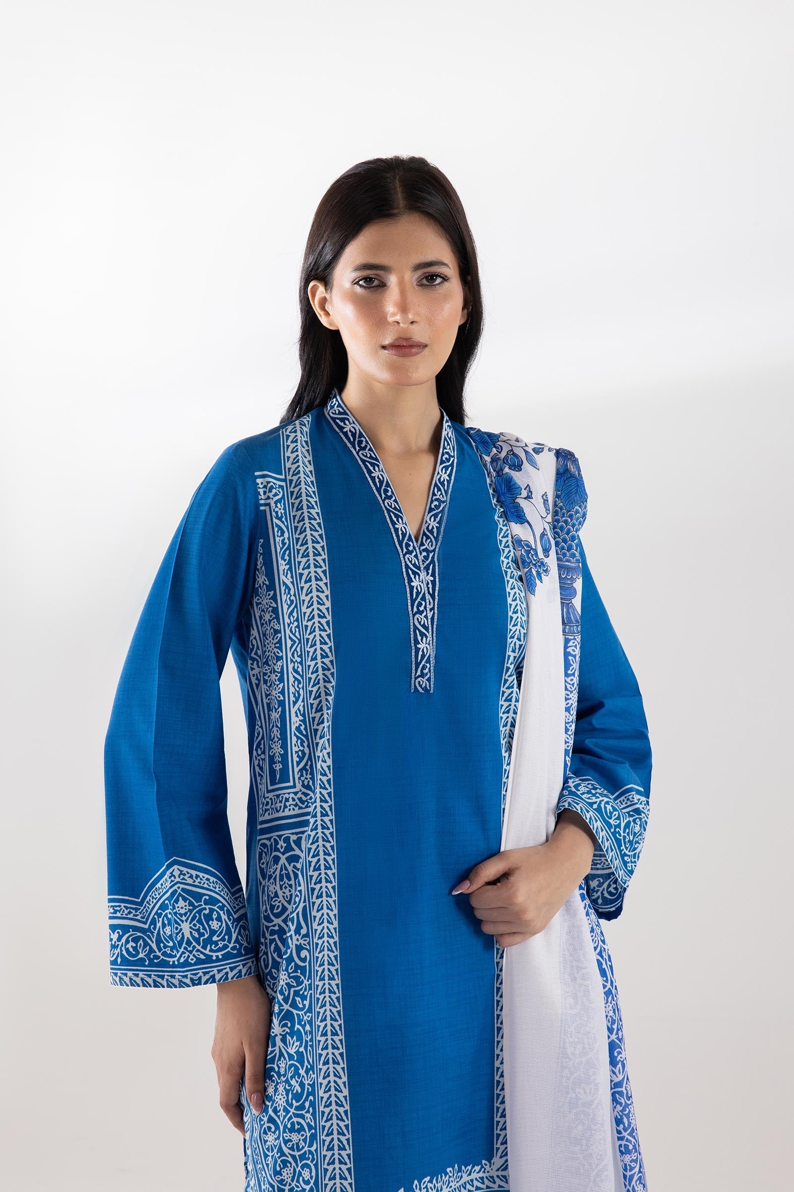 Sana Safinaz Stitched Printed Lawn Shirt + Dupatta - SC26MHY308BP2D