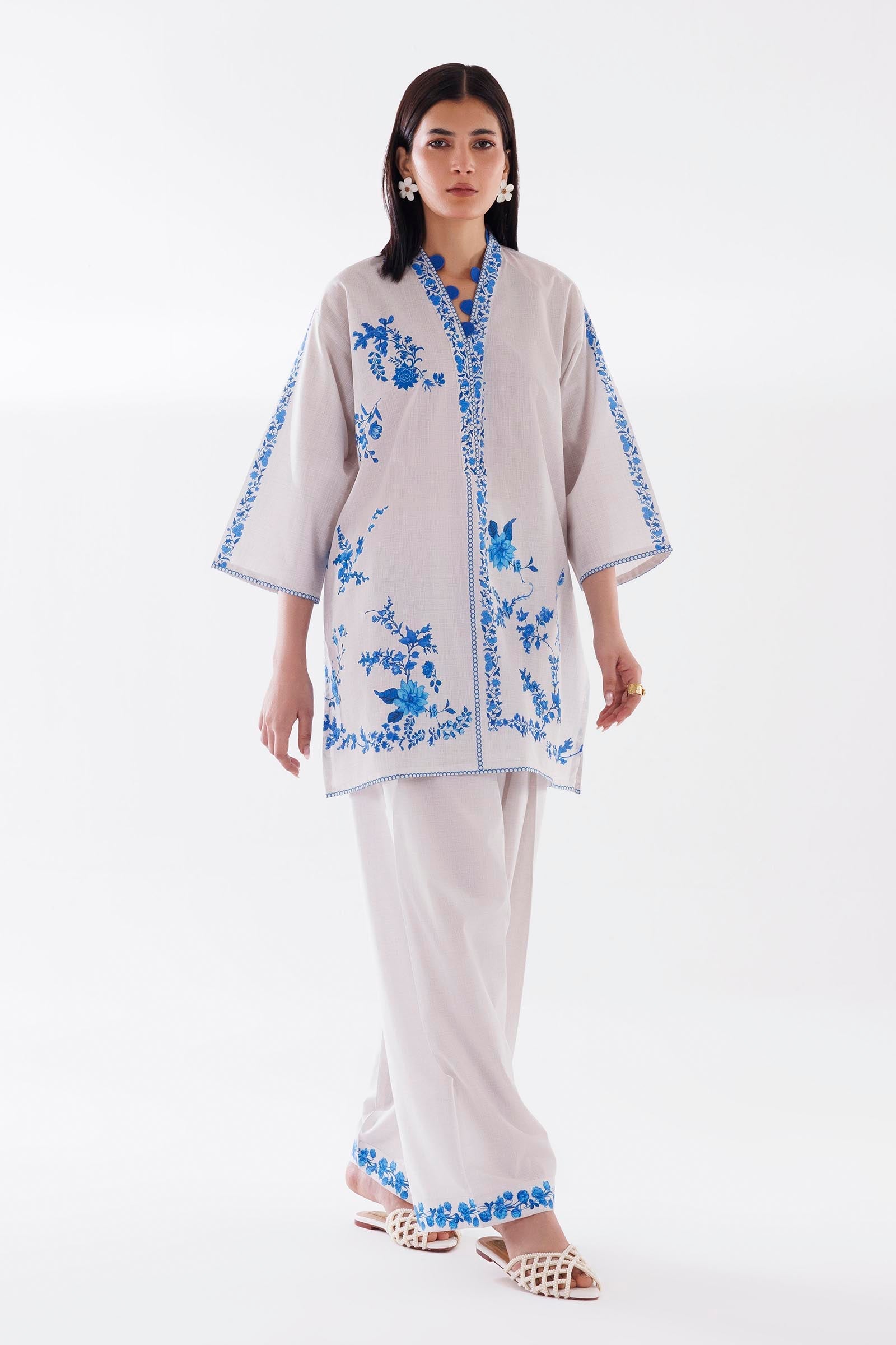 Sana Safinaz Stitched Printed Slub Shirt + Shalwar - SS26BSP035P2T