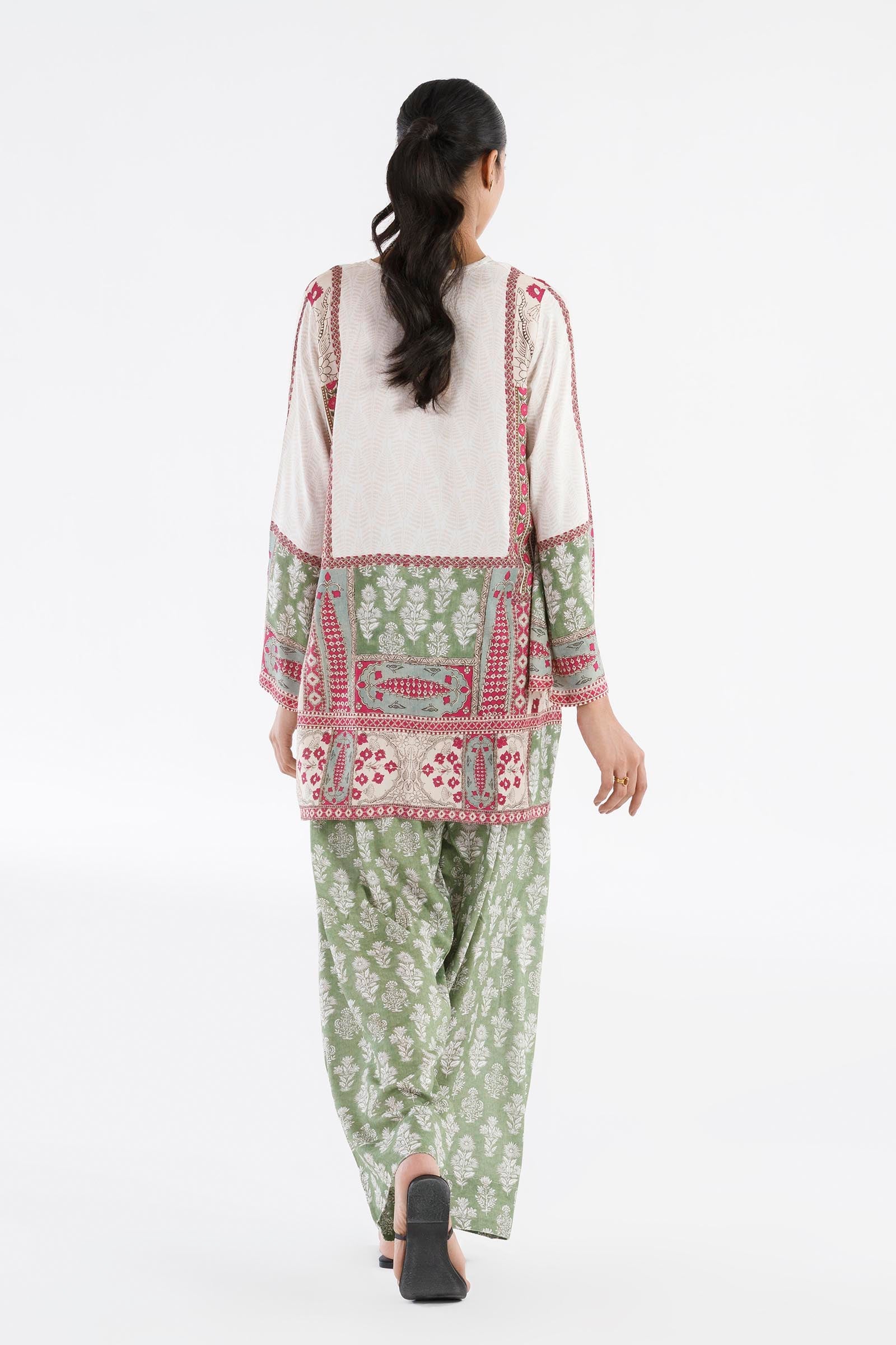 Sana Safinaz Stitched Printed Linen Shirt + Shalwar - SS26BSP108P2T