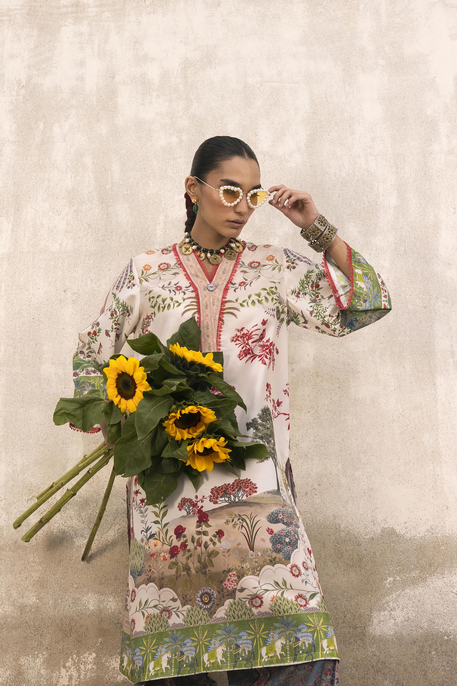 Sana Safinaz Stitched Printed Viscose Shirt + Culotte - SS26BSP119P2T