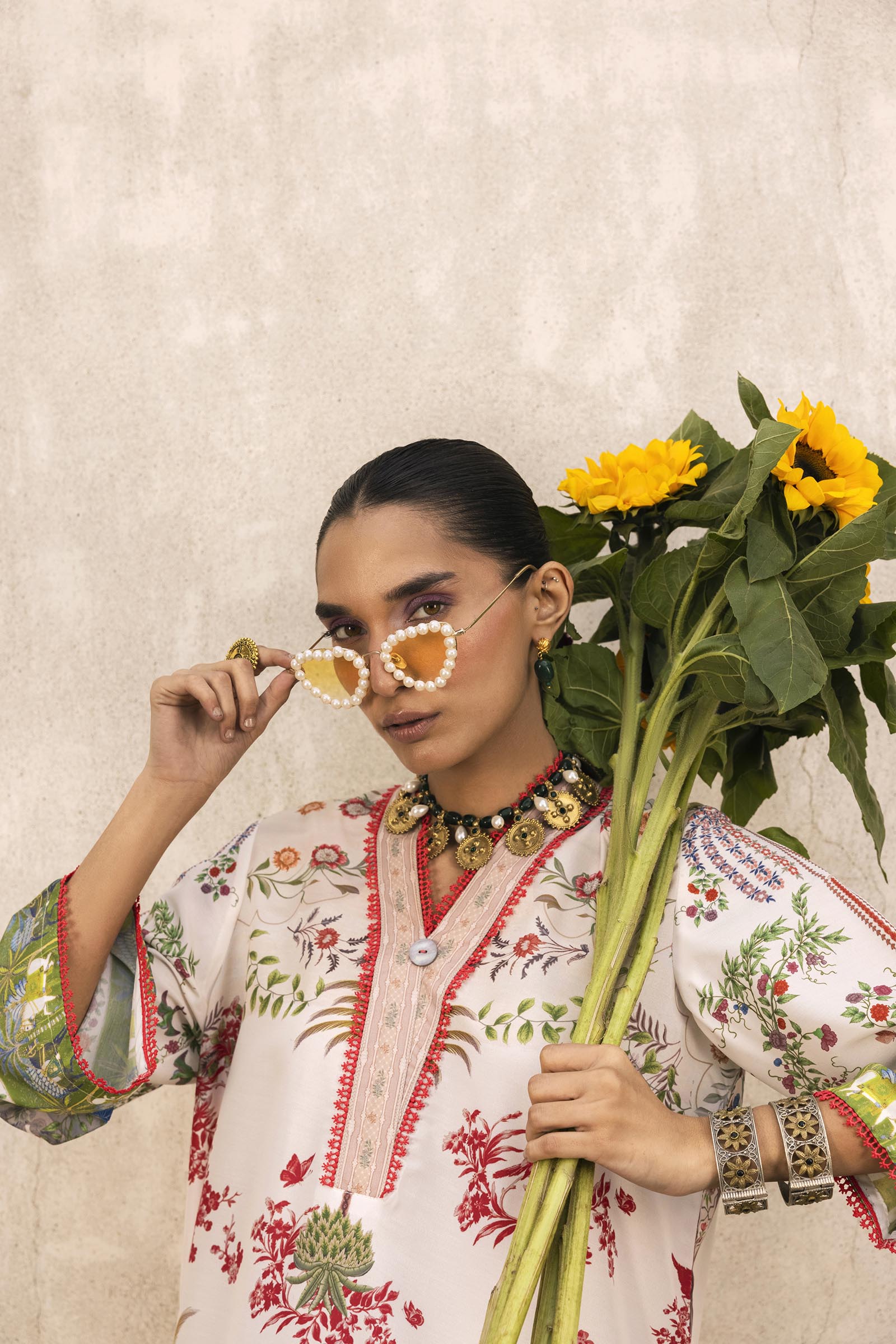 Sana Safinaz Stitched Printed Viscose Shirt + Culotte - SS26BSP119P2T