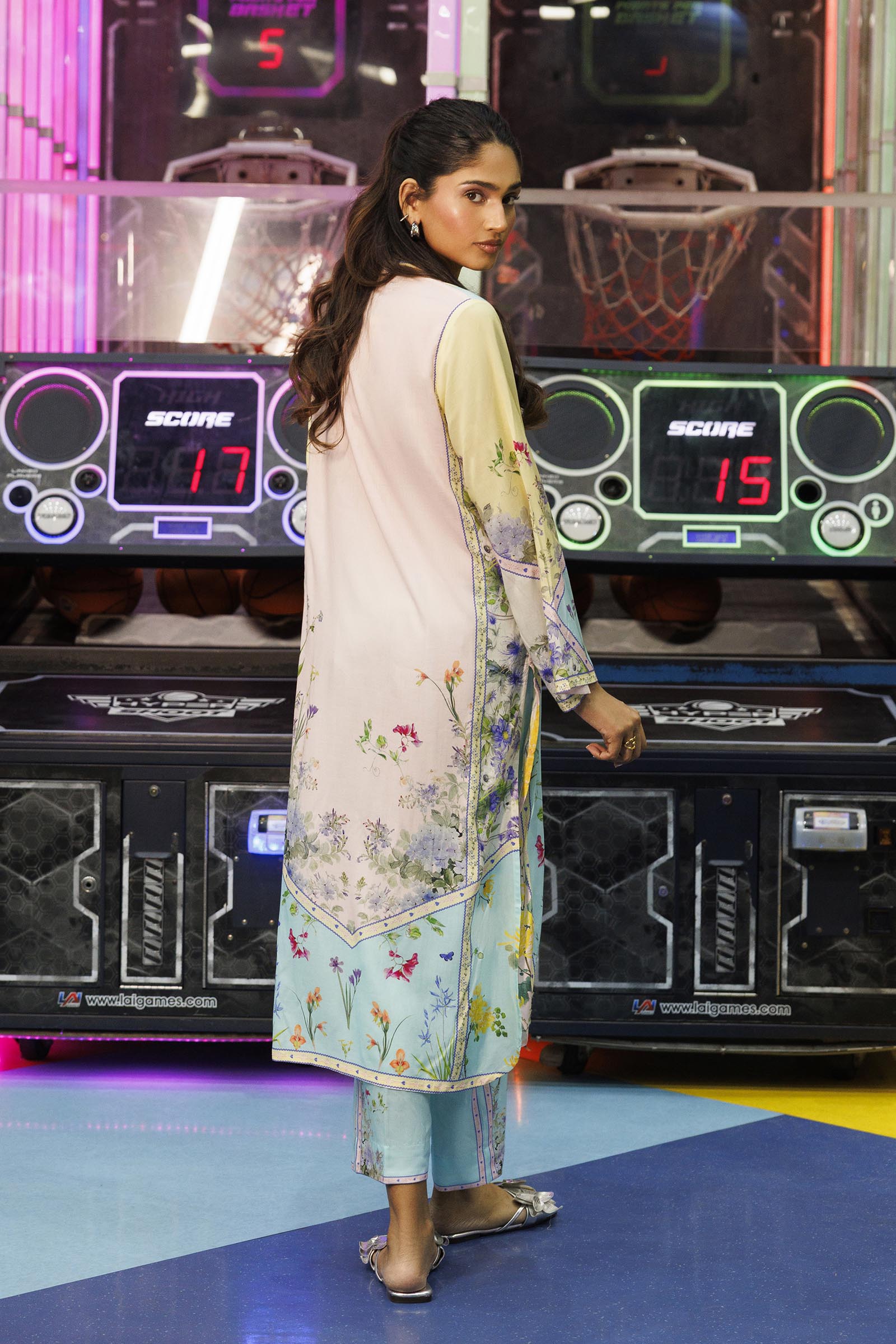Sana Safinaz Stitched Printed Linen Shirt + Culotte - SS26BSP143P2T