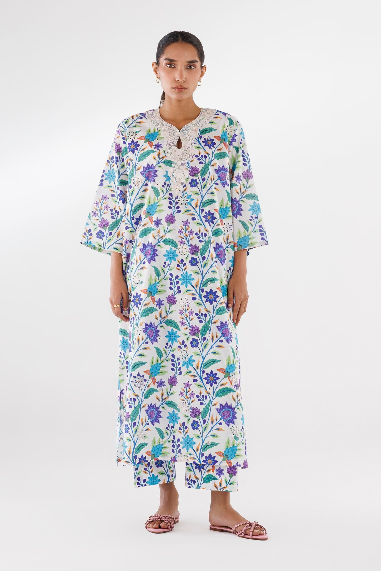 Sana Safinaz Stitched Printed Lawn Shirt + Culotte - SS26ESE318P2T