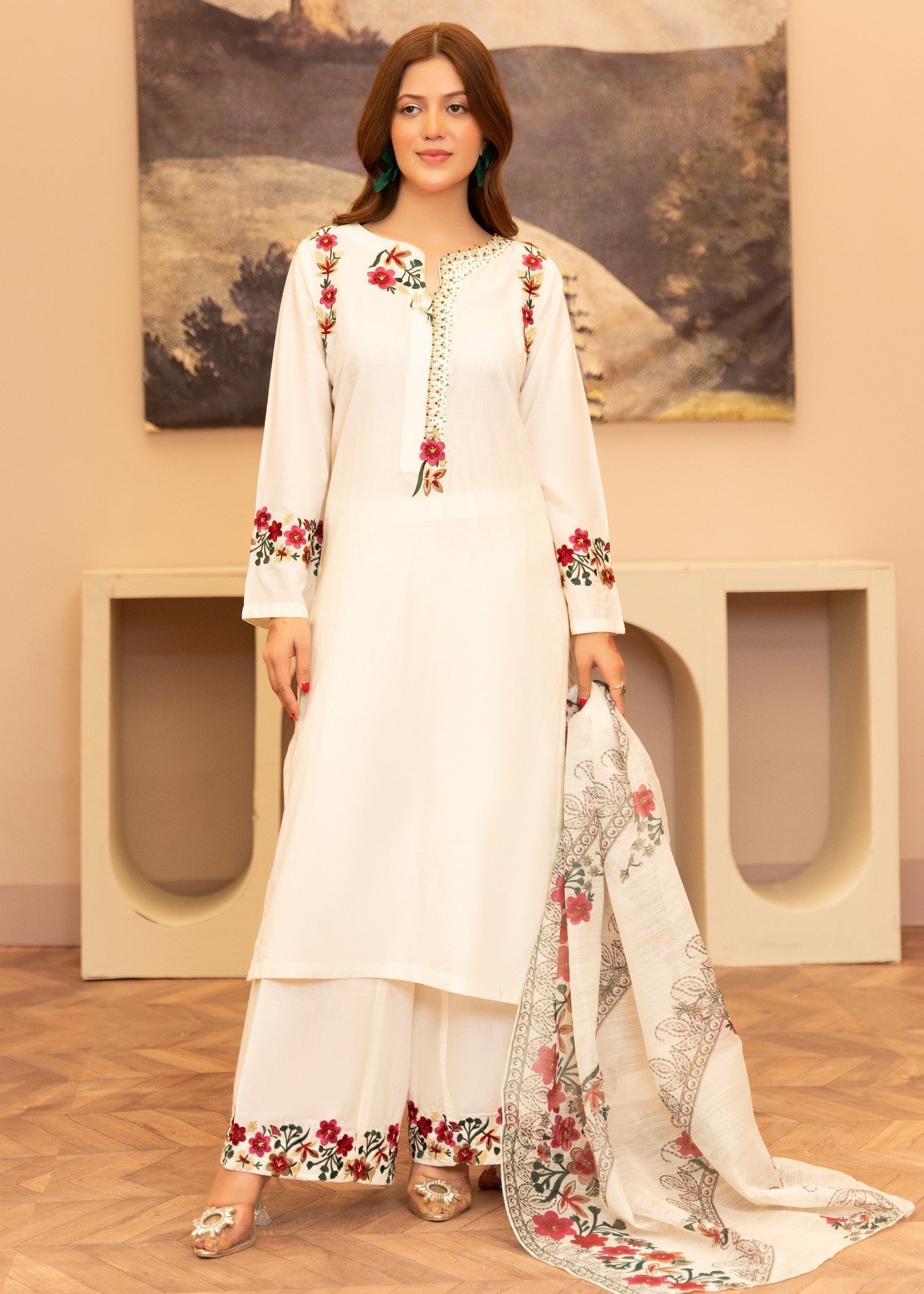 Lawn Kurta Set in Ivory