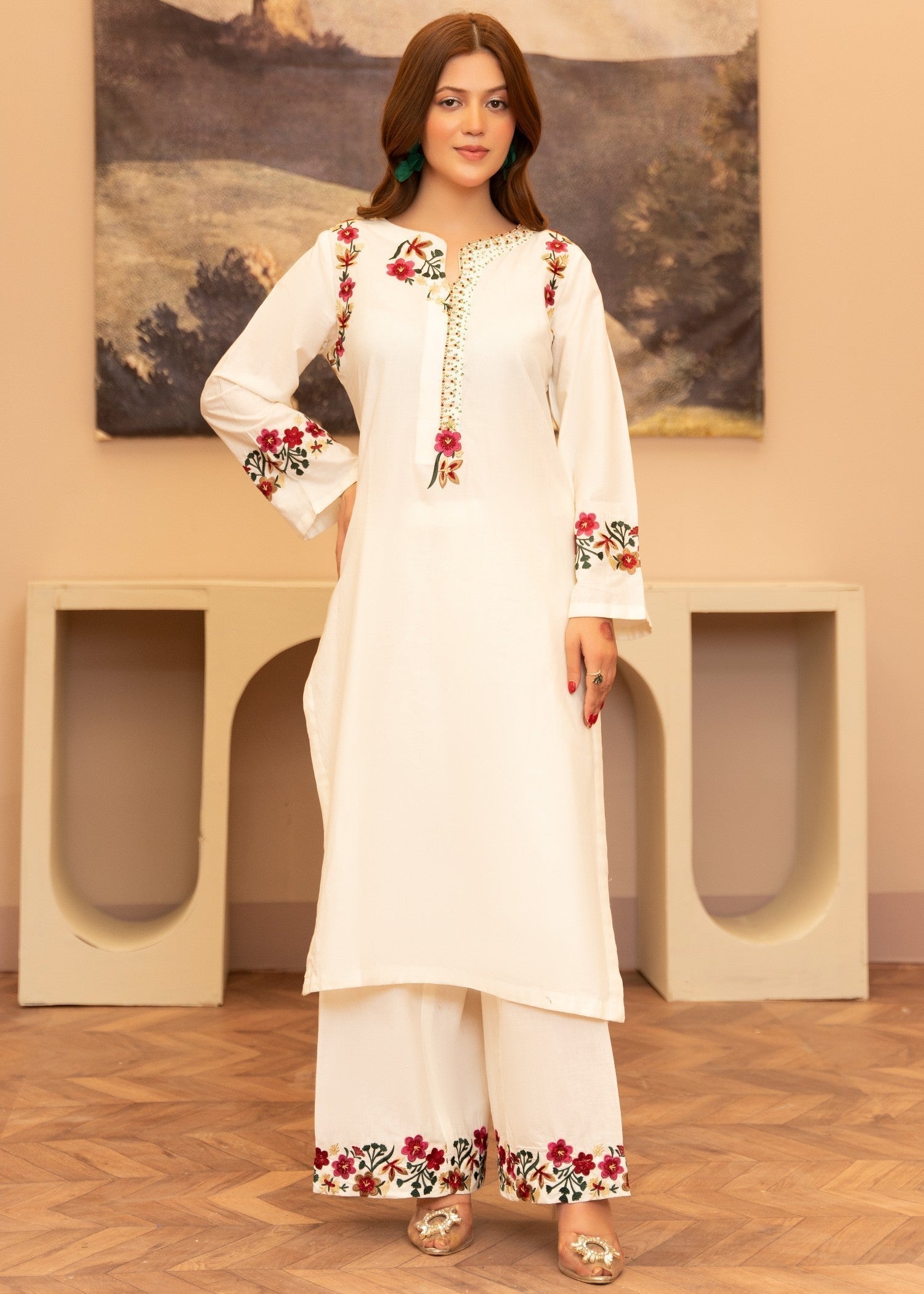 Lawn Kurta Set in Ivory