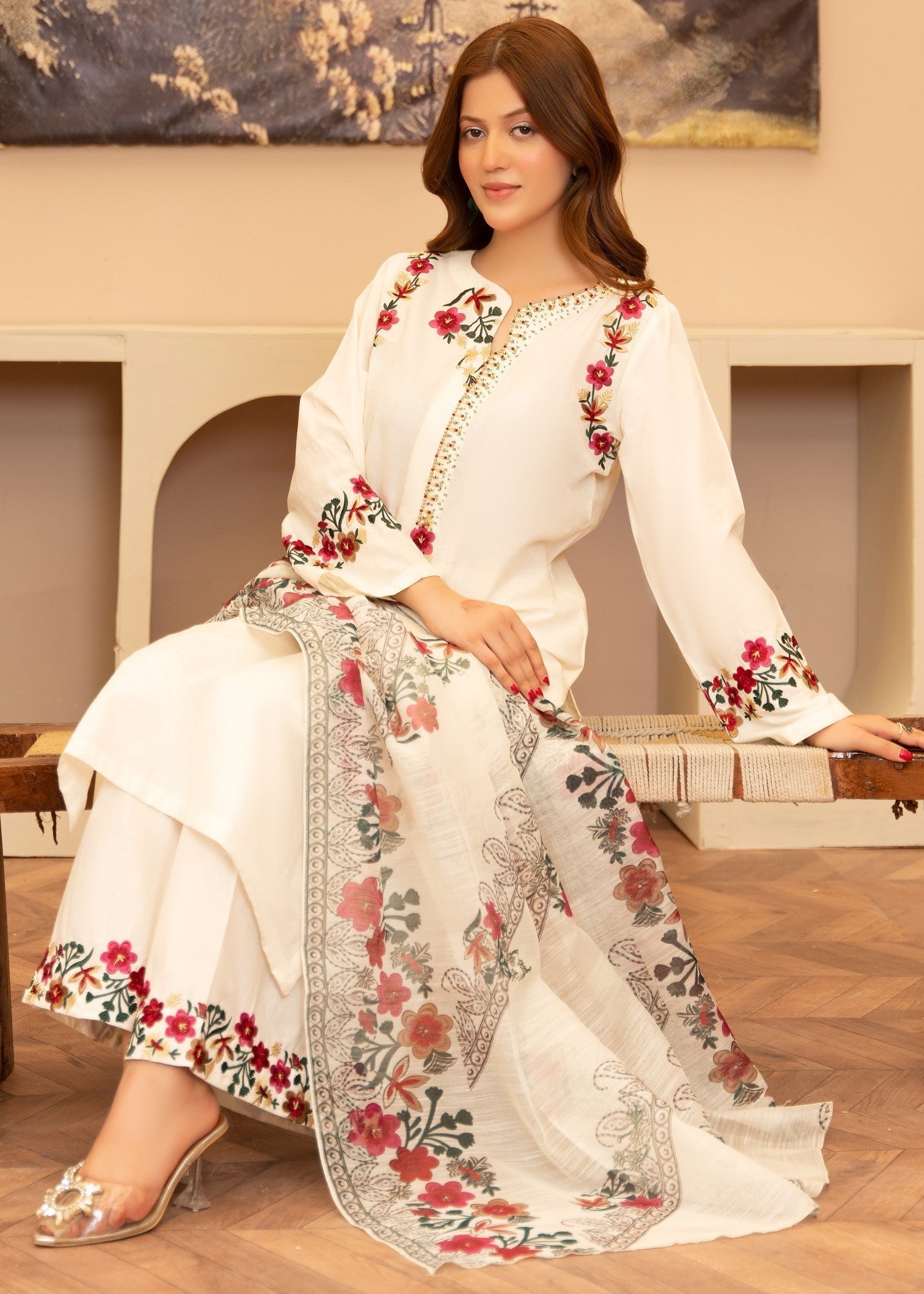 Lawn Kurta Set in Ivory