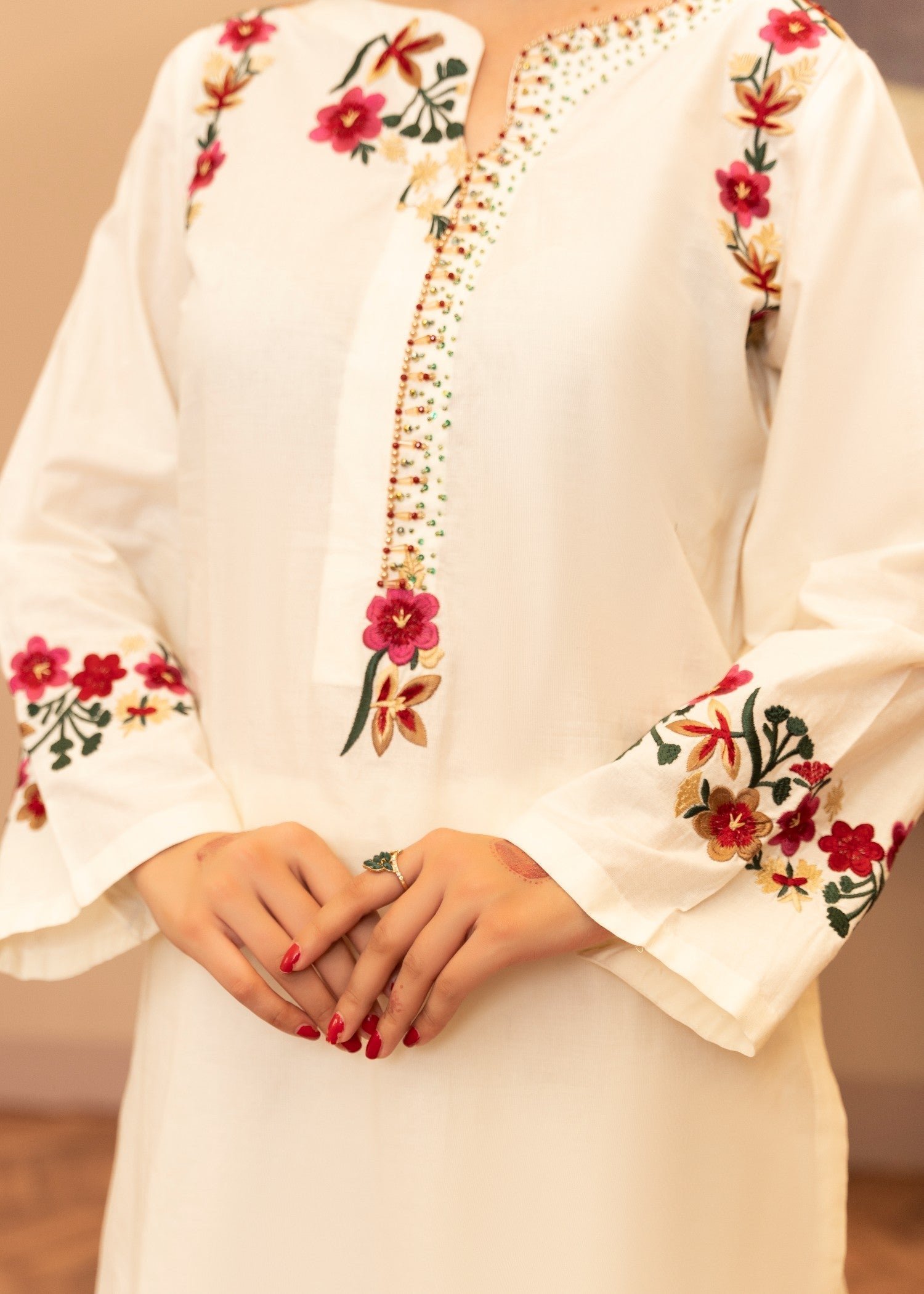 Lawn Kurta Set in Ivory