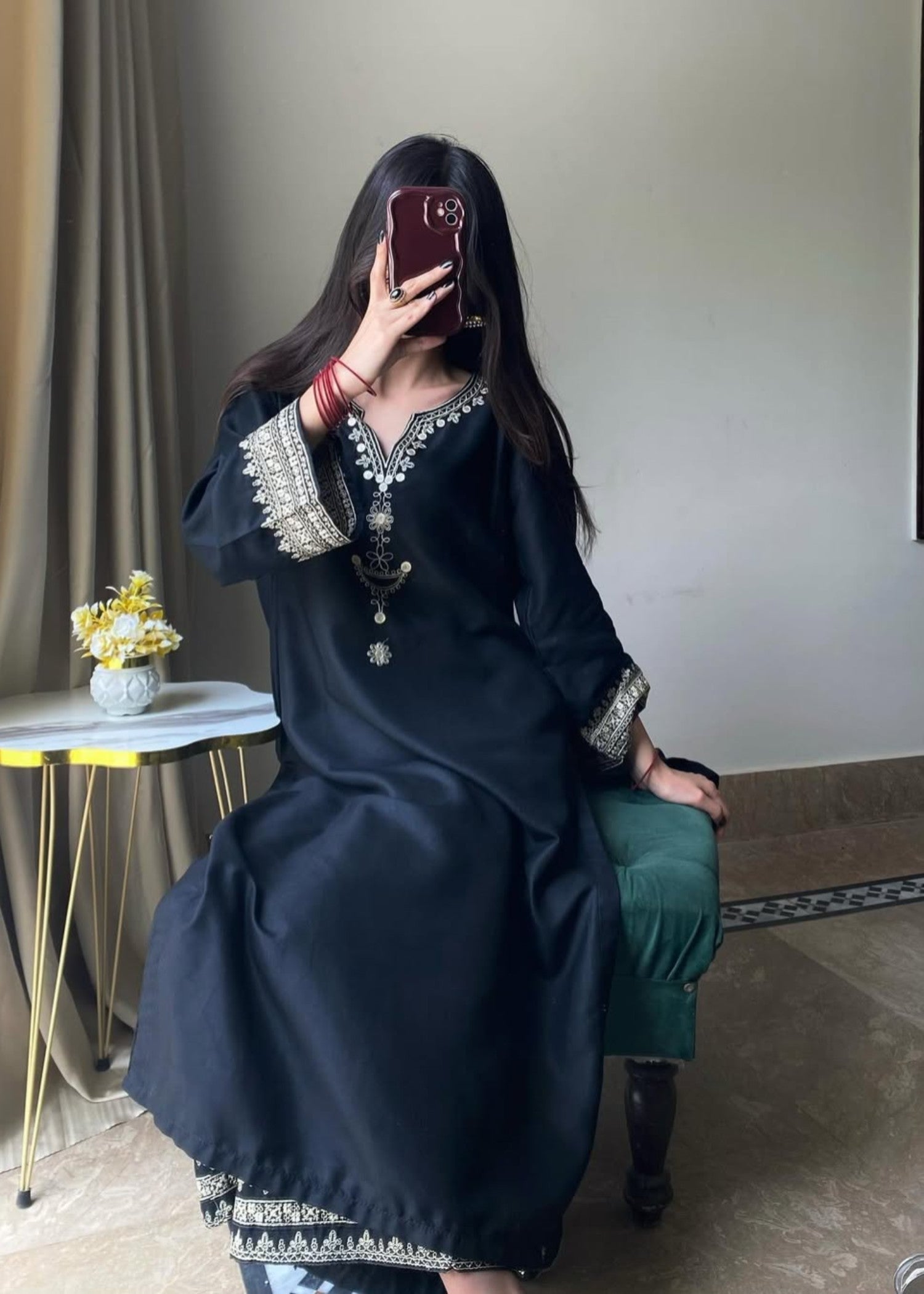 Tehzeeb Libas BLACK IRIS STITCHED 2PC