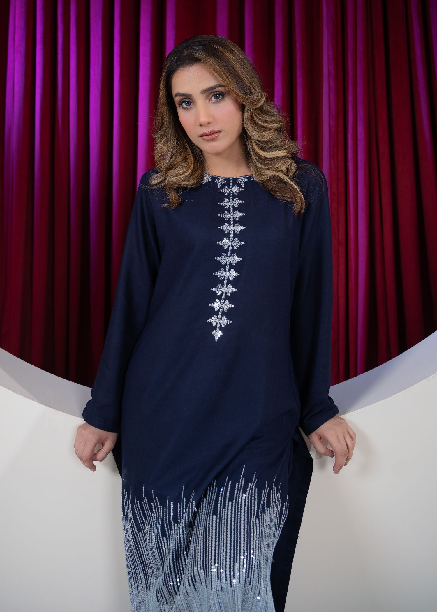Lawn Kurta Set in Blue
