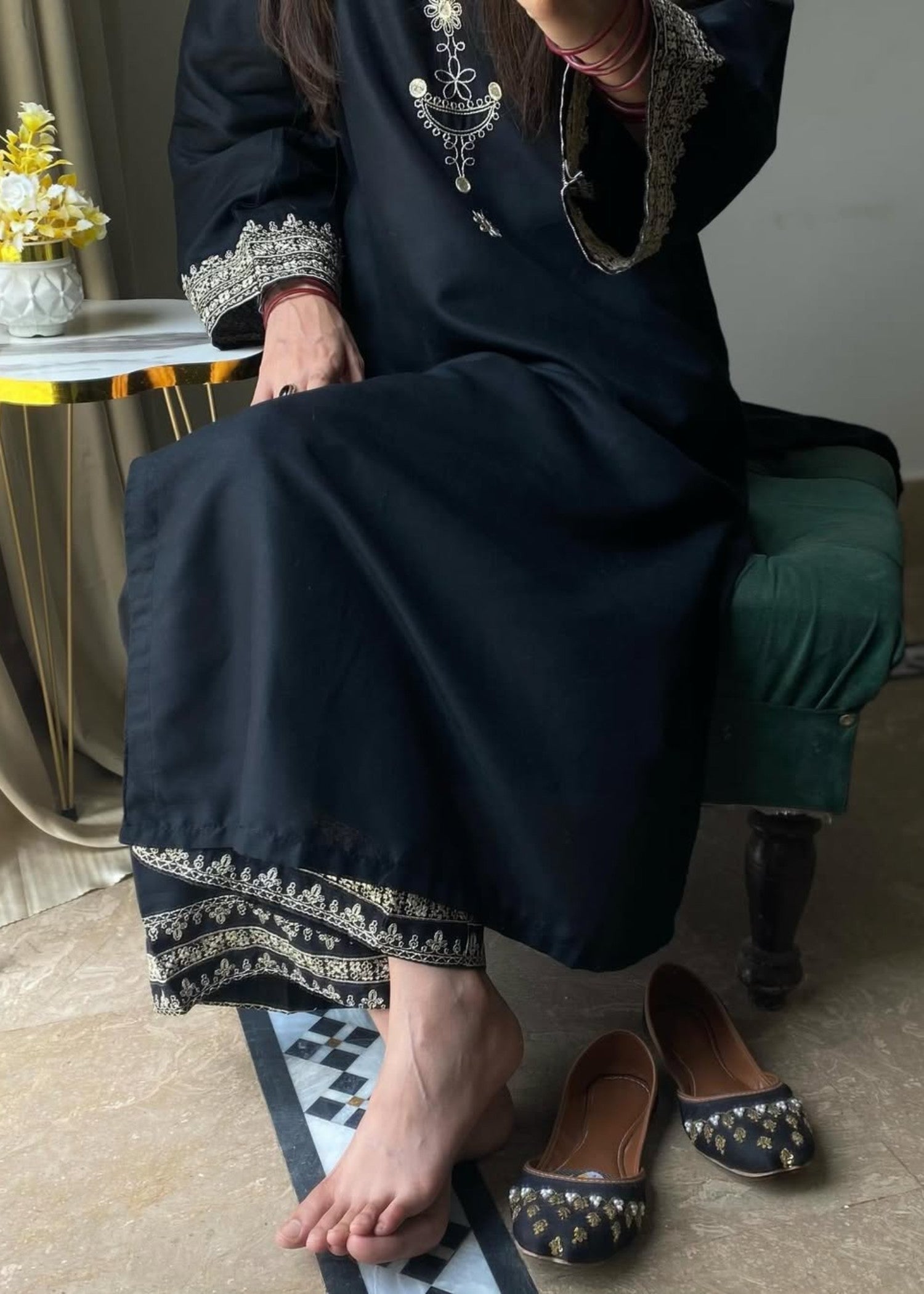 Tehzeeb Libas BLACK IRIS STITCHED 2PC