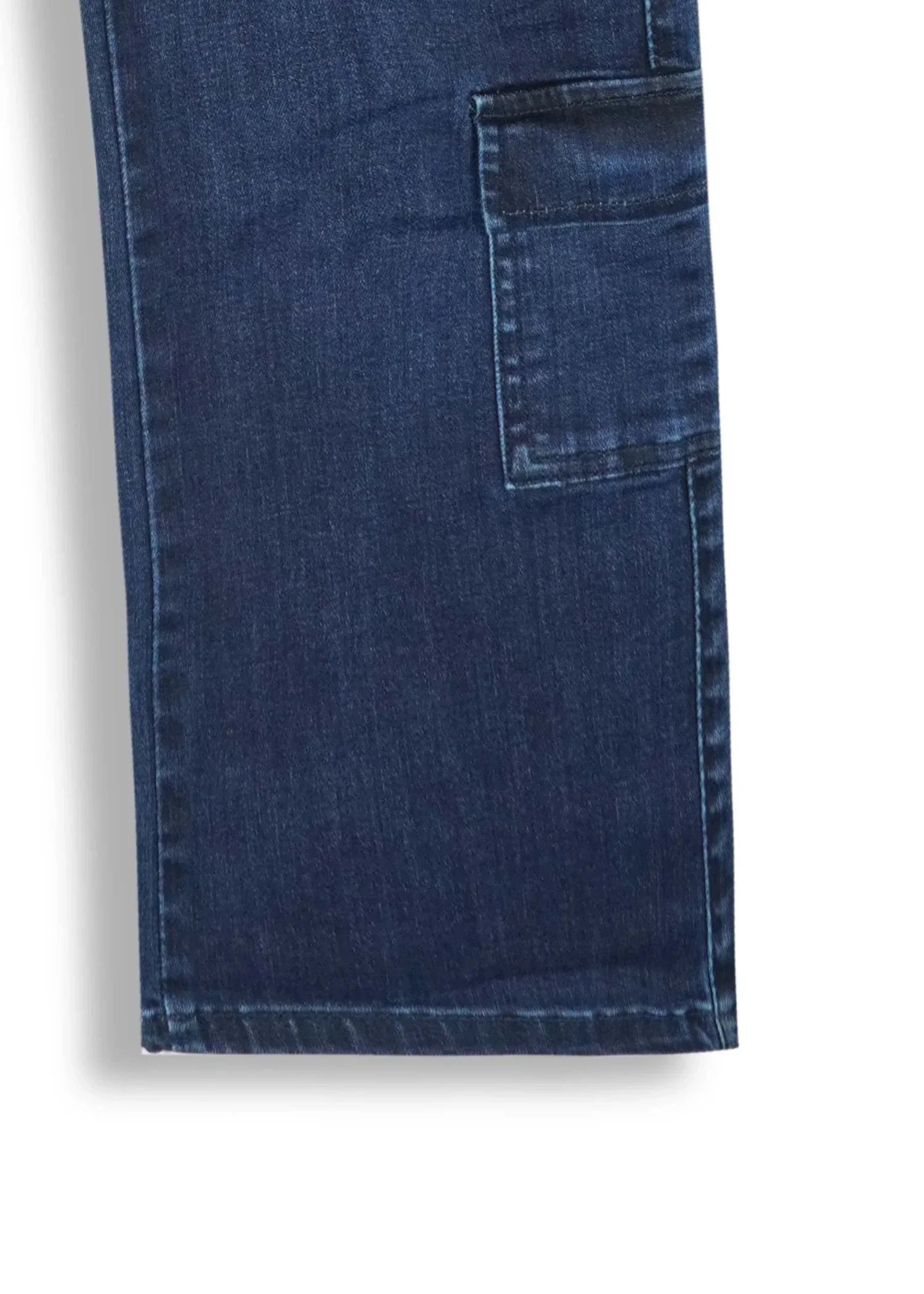GIRLS-8-100 - Pocket Dark Blue Wide Leg Jeans Cotton Stretch Denim