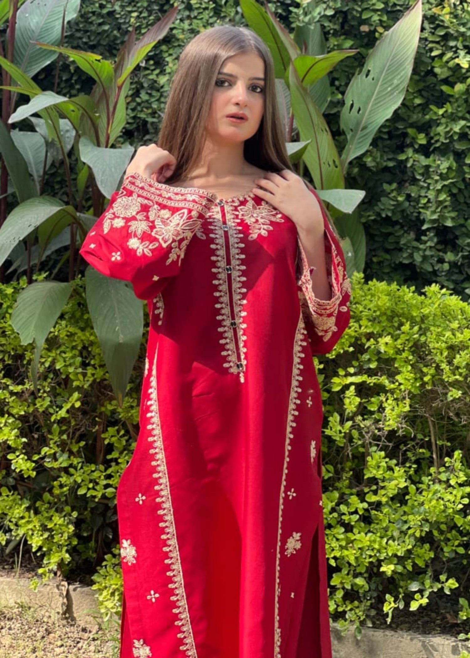 Tehzeeb Libas BERRY EMBROIDERED 2PC
