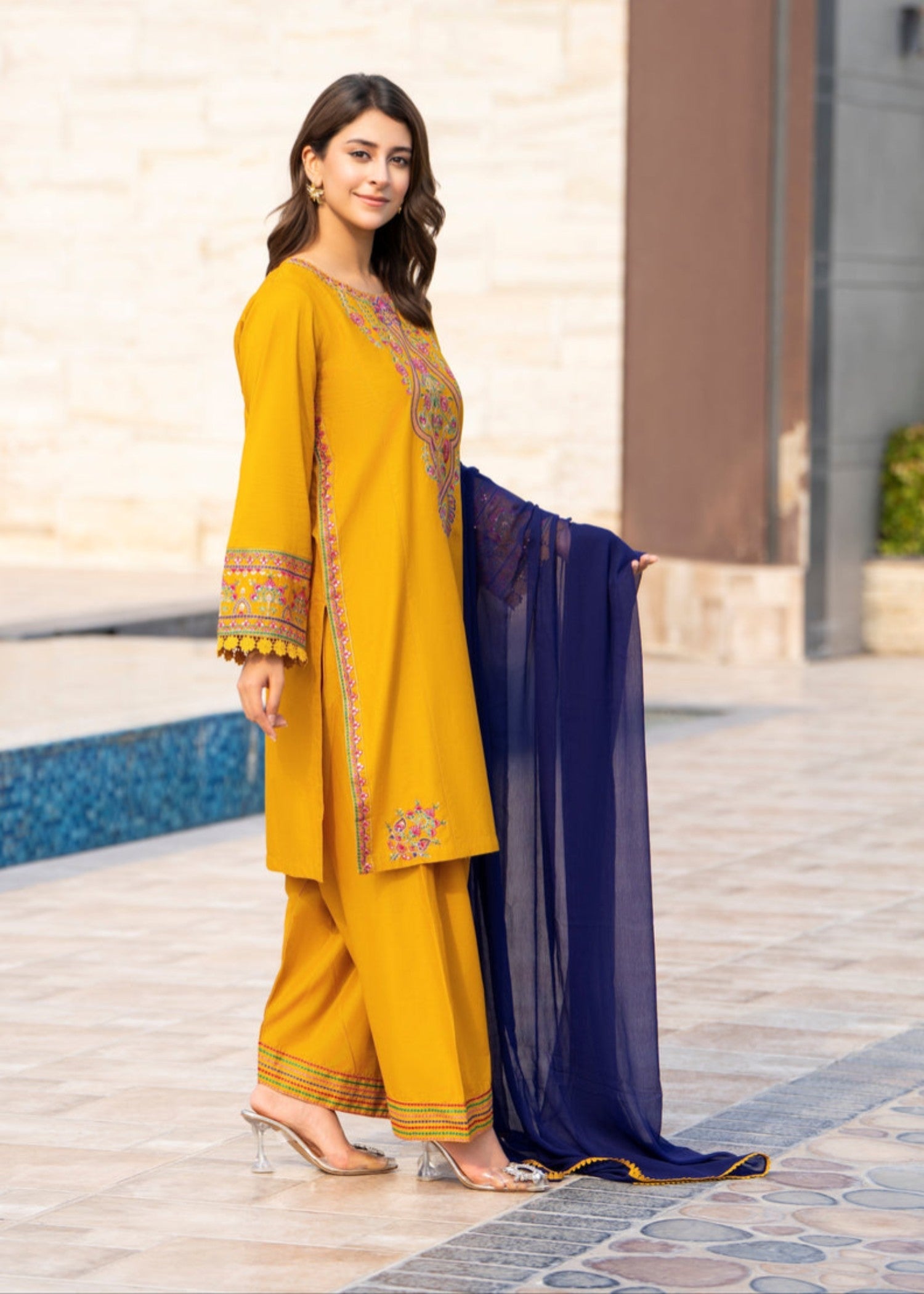 Tehzeeb Libas RANGREZA EMBROIDERED 3PC