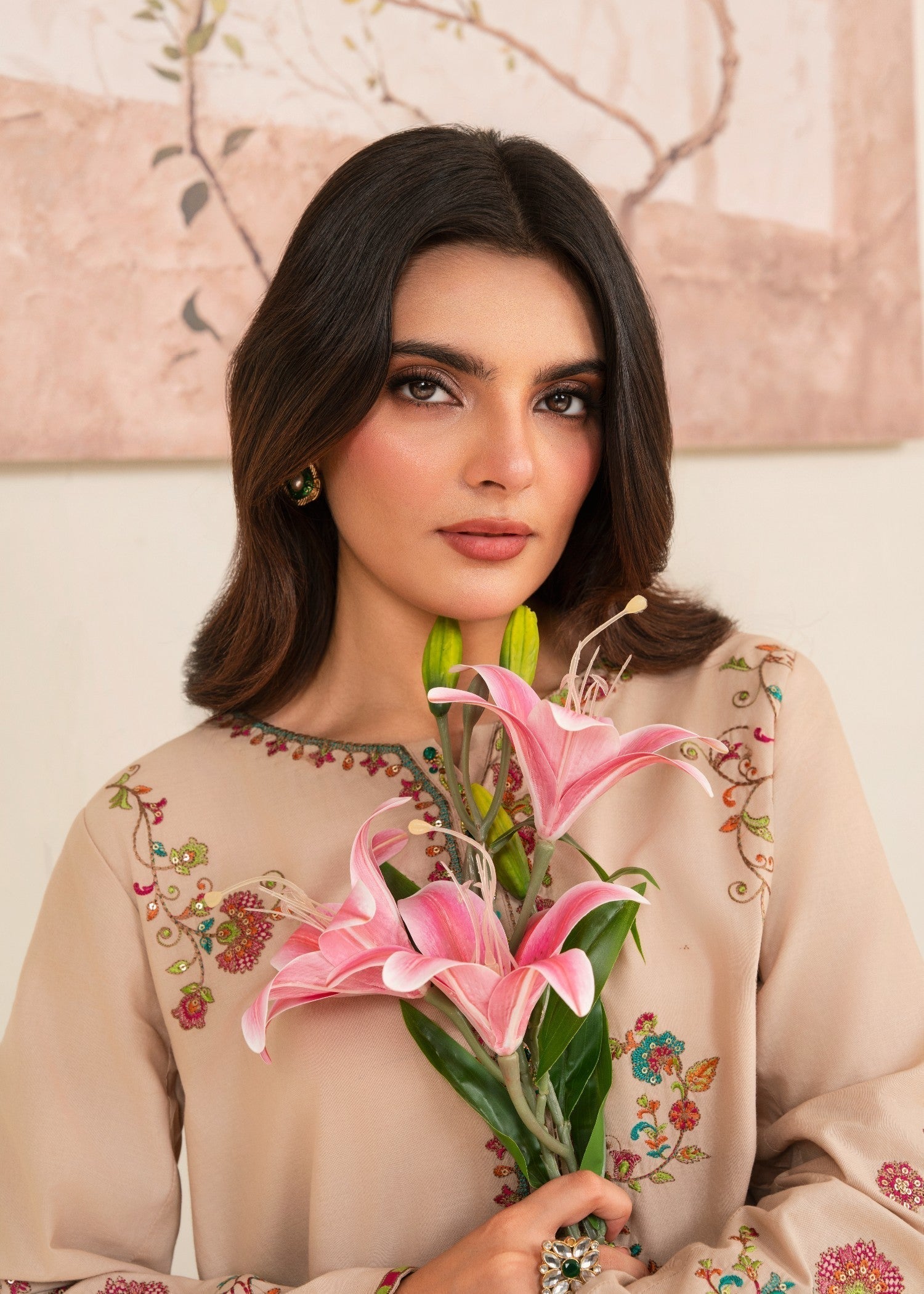 Lawn Kurta Set in Beige