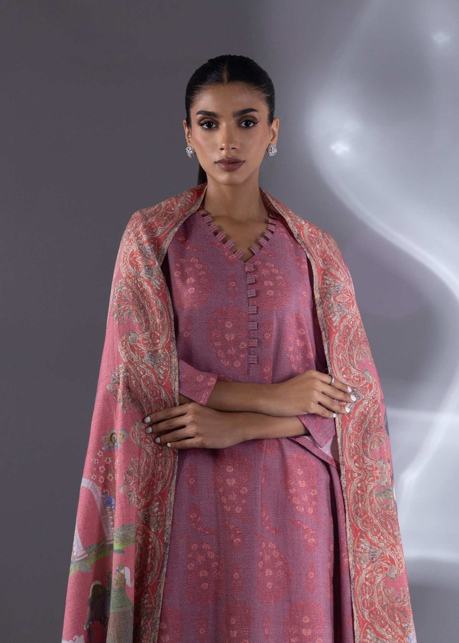 Sana Safinaz Stitched Shirt + Dupatta - FW25BSP163P2D