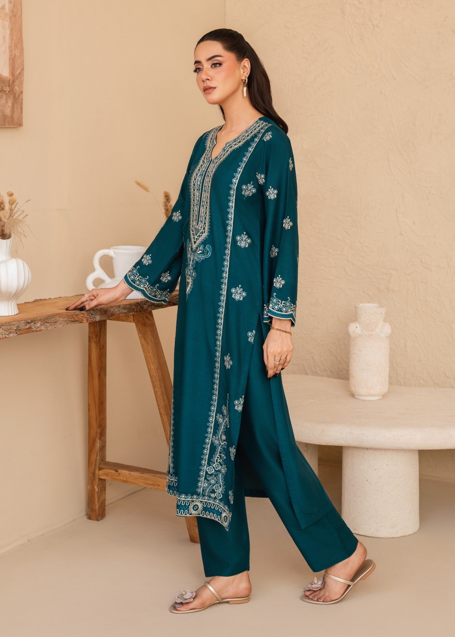 Tehzeeb Libas SEA BLUE EMBROIDERED 2PC