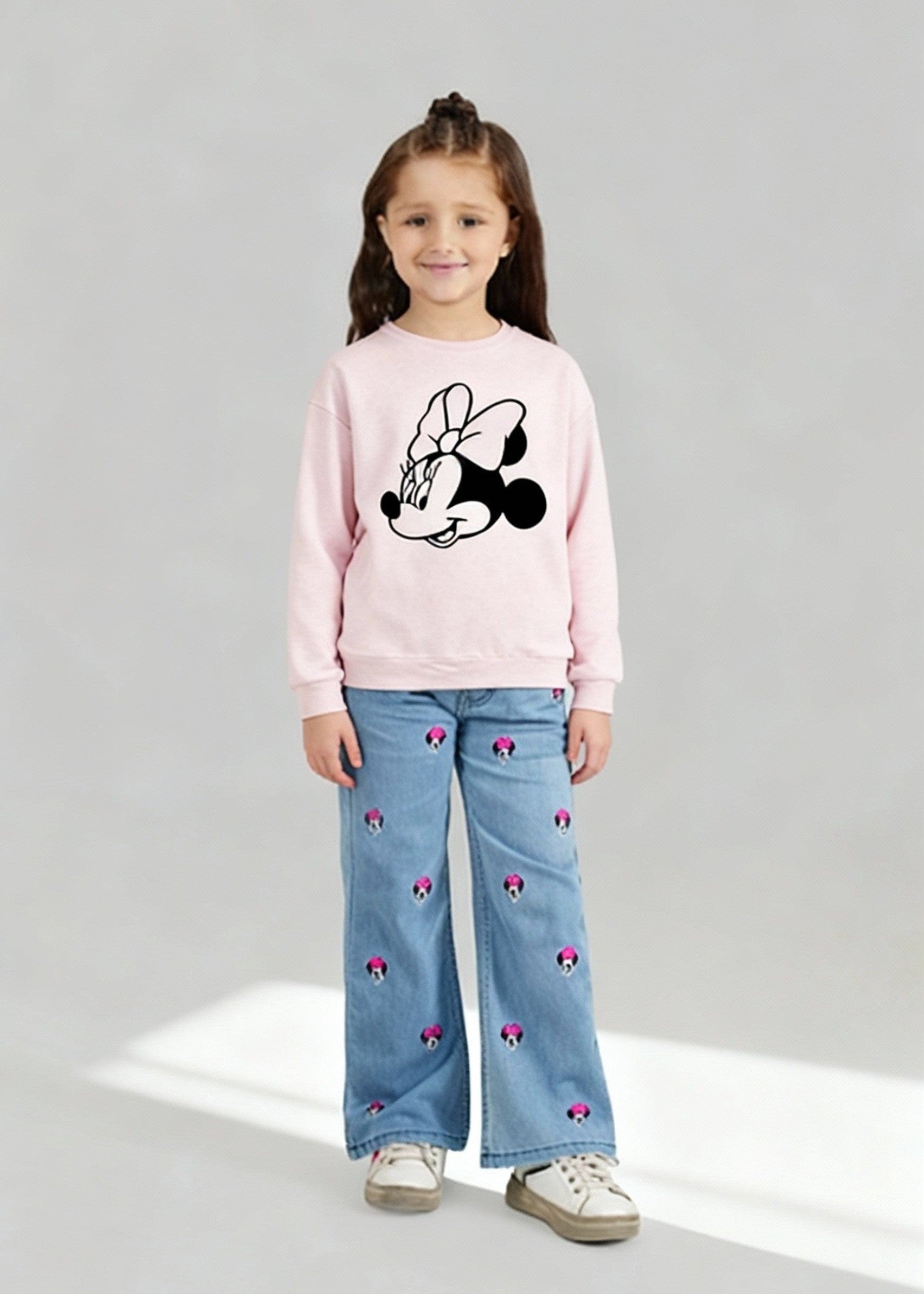 MINNIE-MOUSE-GIRLS-SWEATSHIRT-SOFT-PINK-100 - Terry Cotton