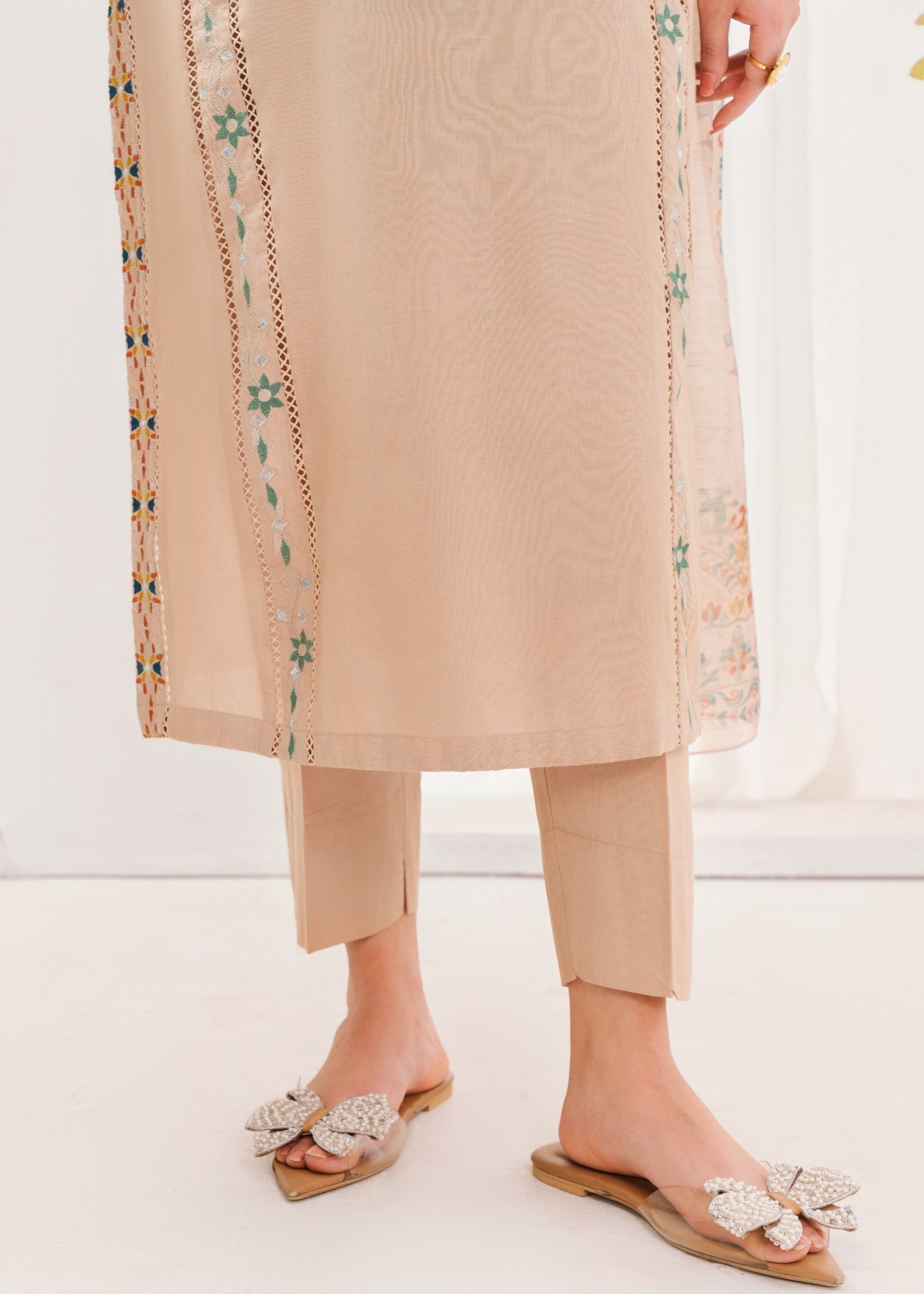 Lawn Kurta Set in Beige