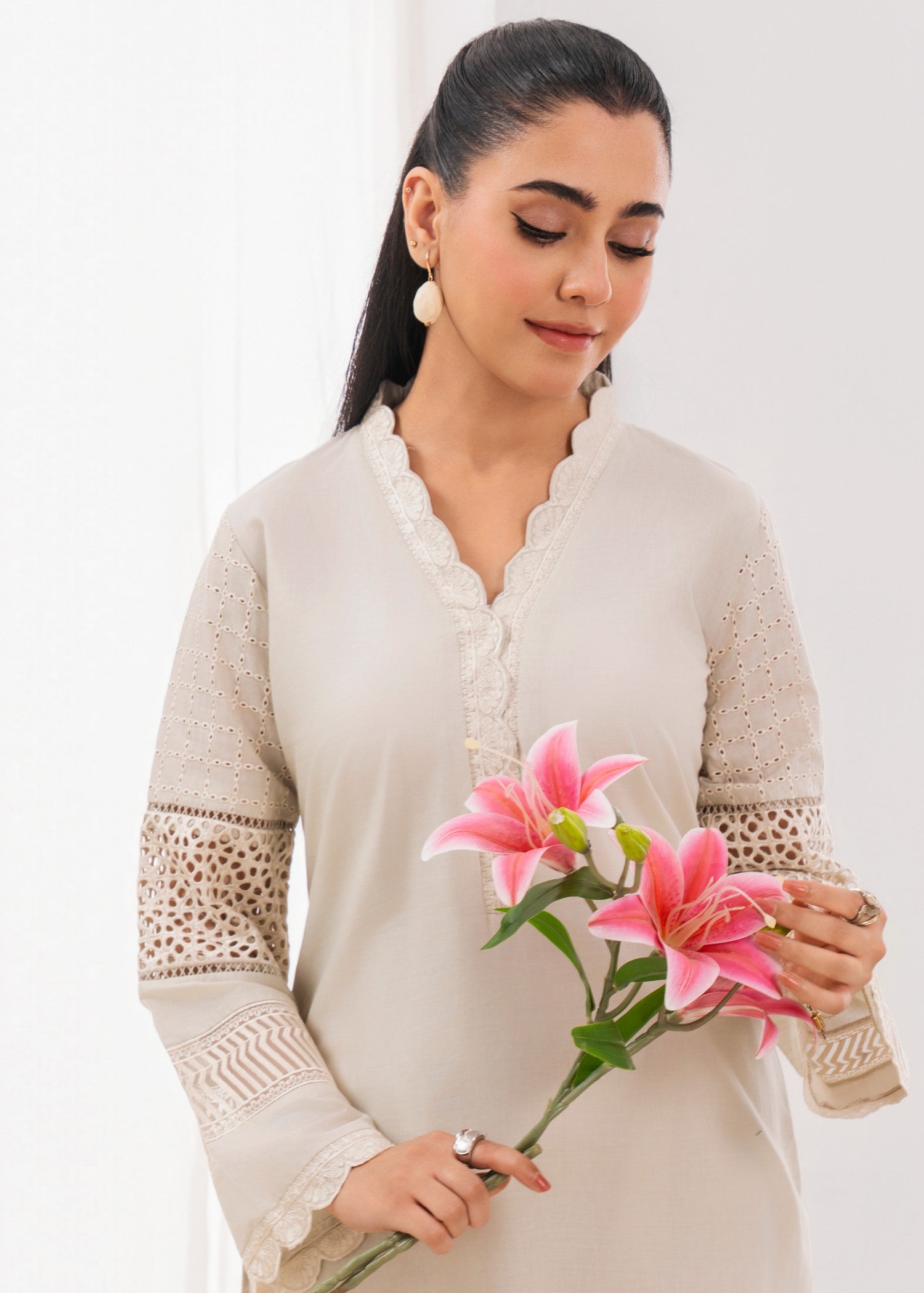 Lawn Kurta Set in Ivory