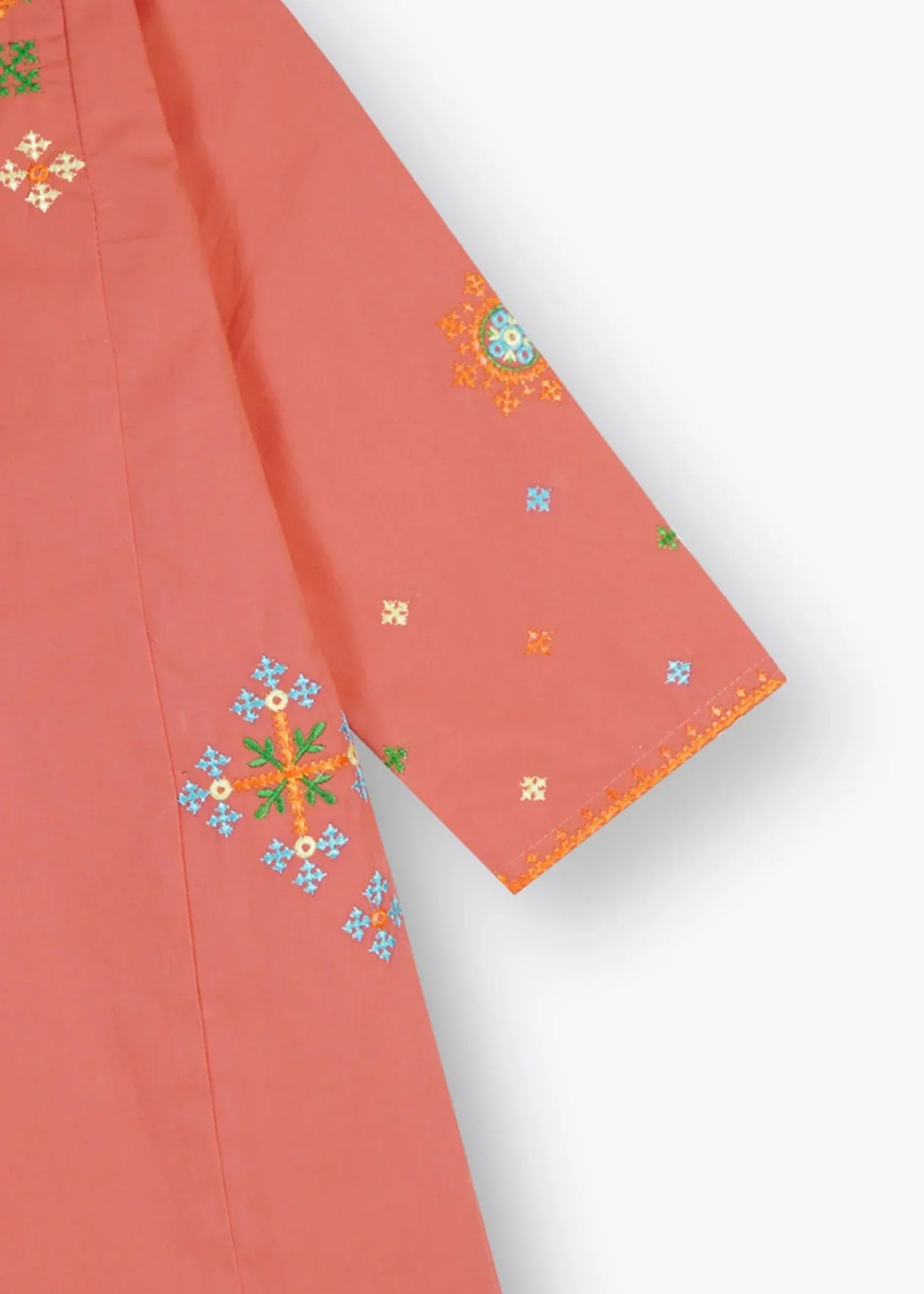 COTTON-3 - Pcs Suit Multihead Embroidery With Net Dopata