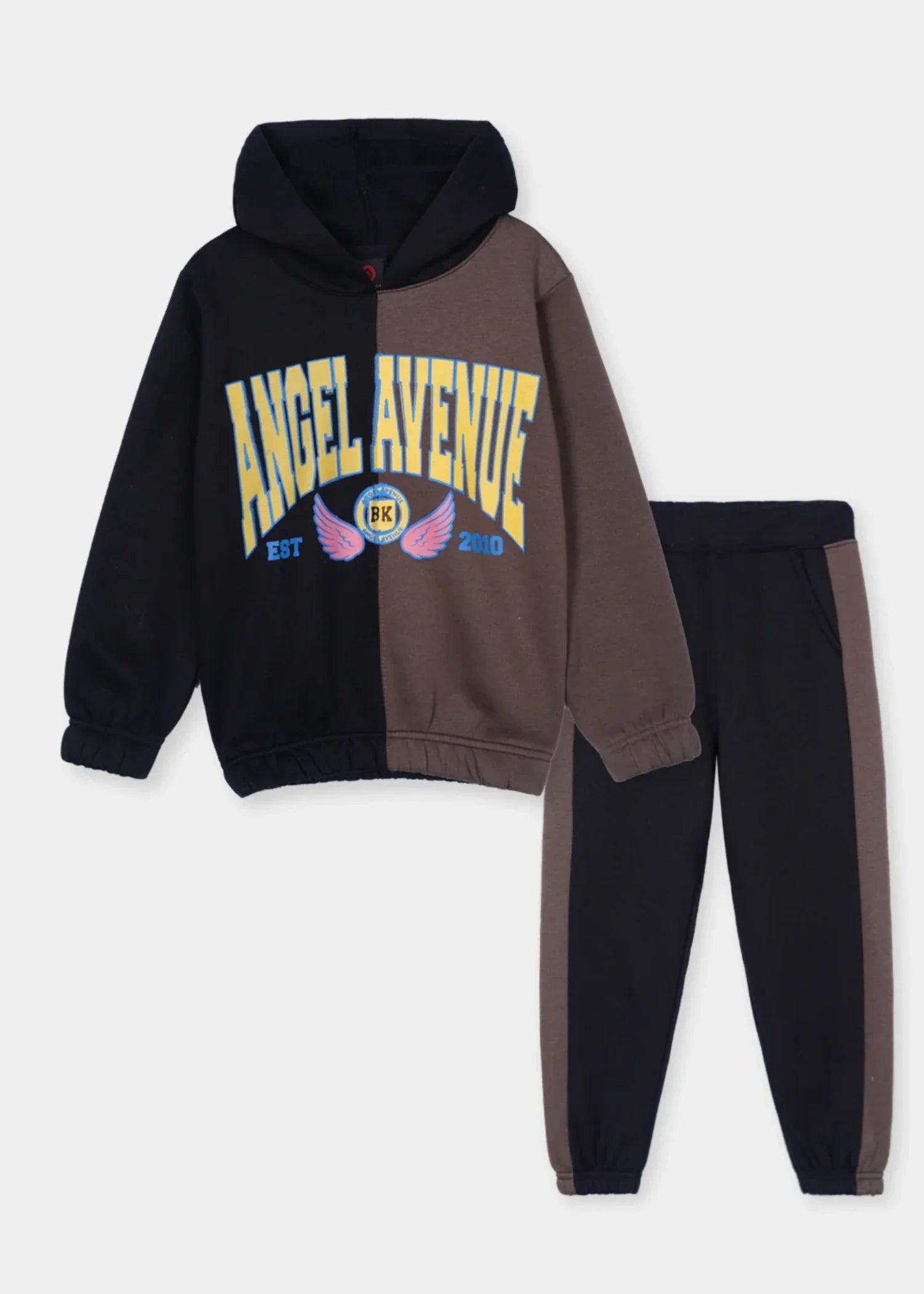 KIDS-SOFT-COTTON-GRAPHIC-FLEECE-TRACKSUIT-BROWN-BLACK