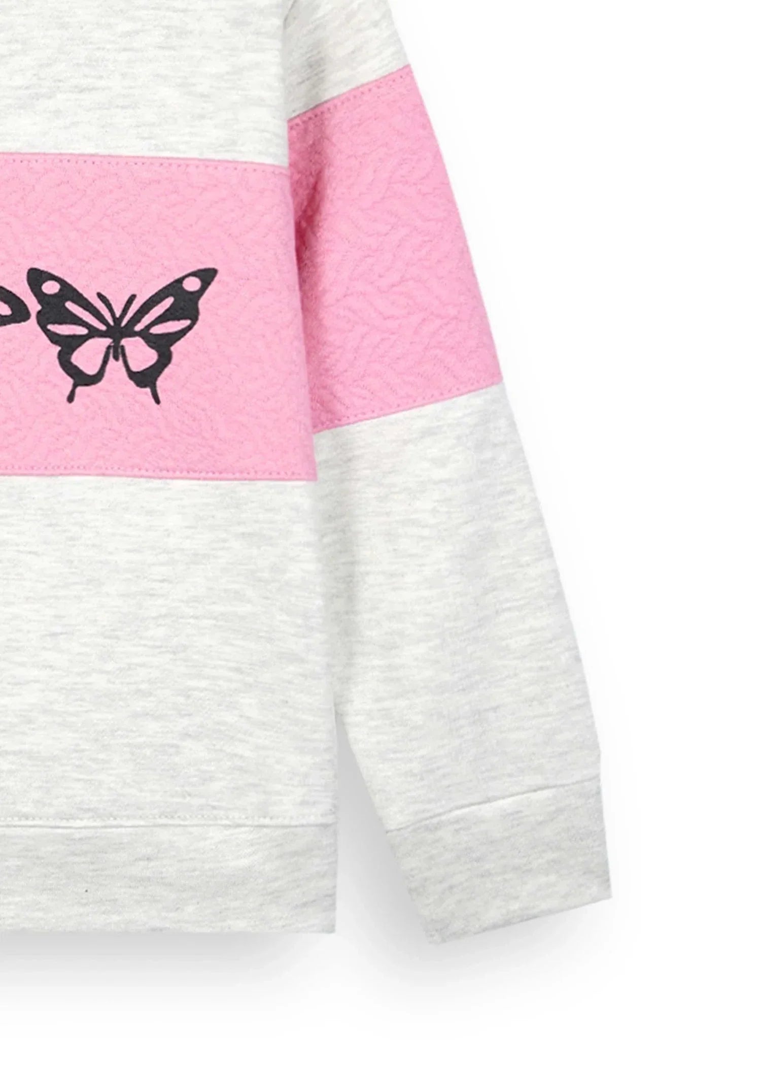 BUTTERFLY-LOVE-GIRLS-WINTER-TRACKSUIT-100 - Cotton Fleece Pink Quilted Panels