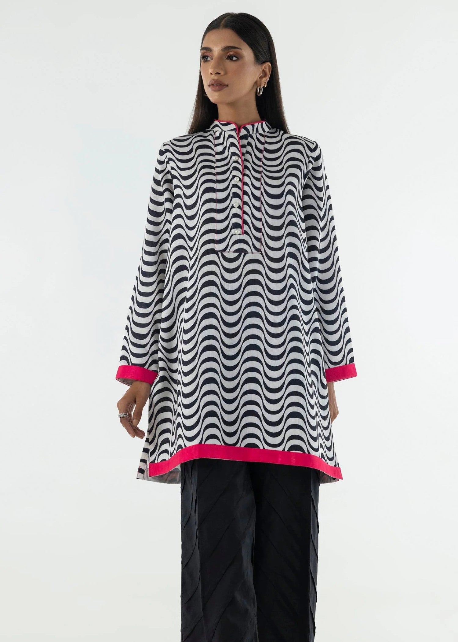 Sana Safinaz Stitched Basic Printed Shirt - FW24BSP119