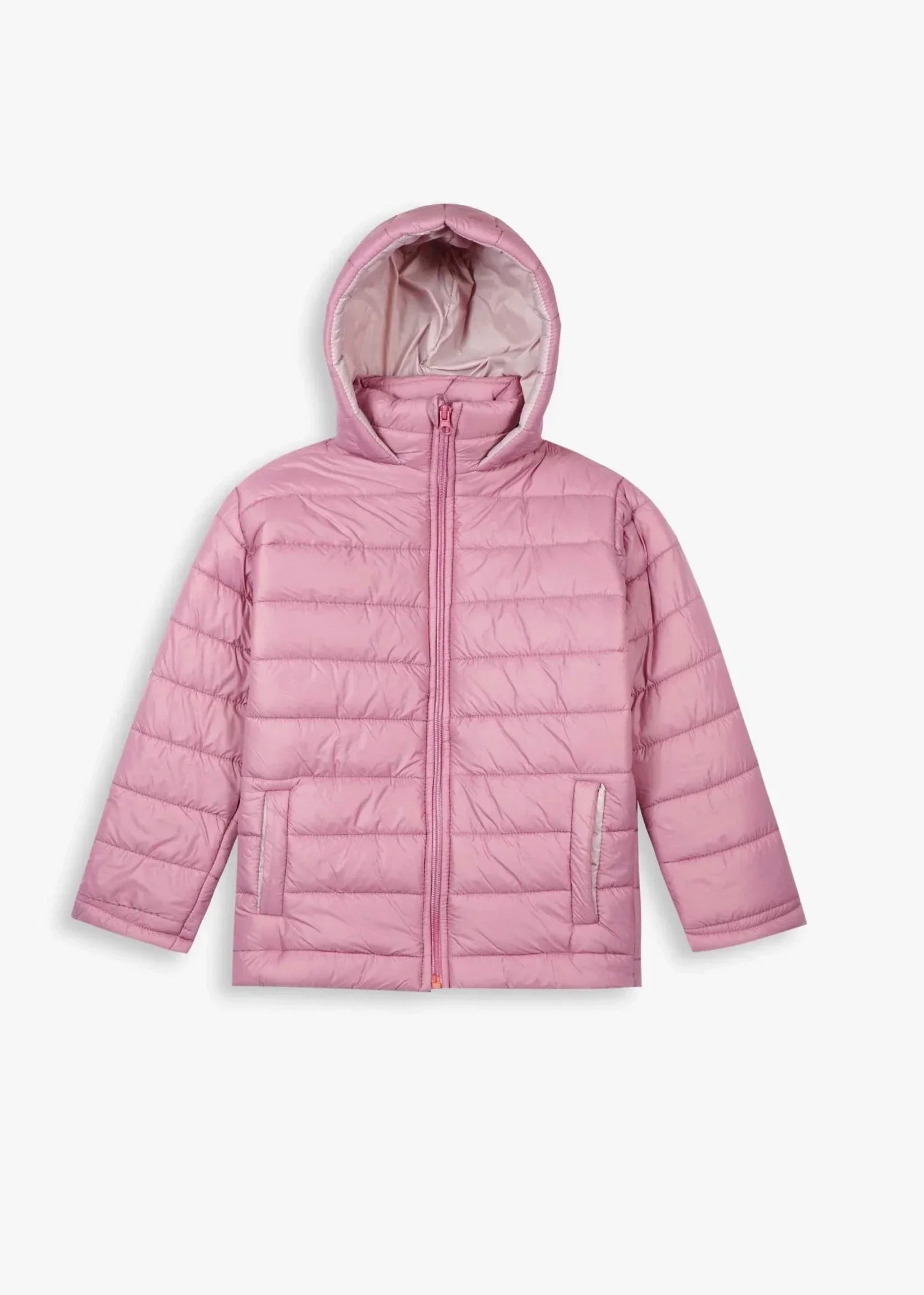 GIRLS-PINK-PUFFER-JACKET-LIGHTWEIGHT-HOODED-WINTER-COAT-WARM-COZY-OUTERWEAR