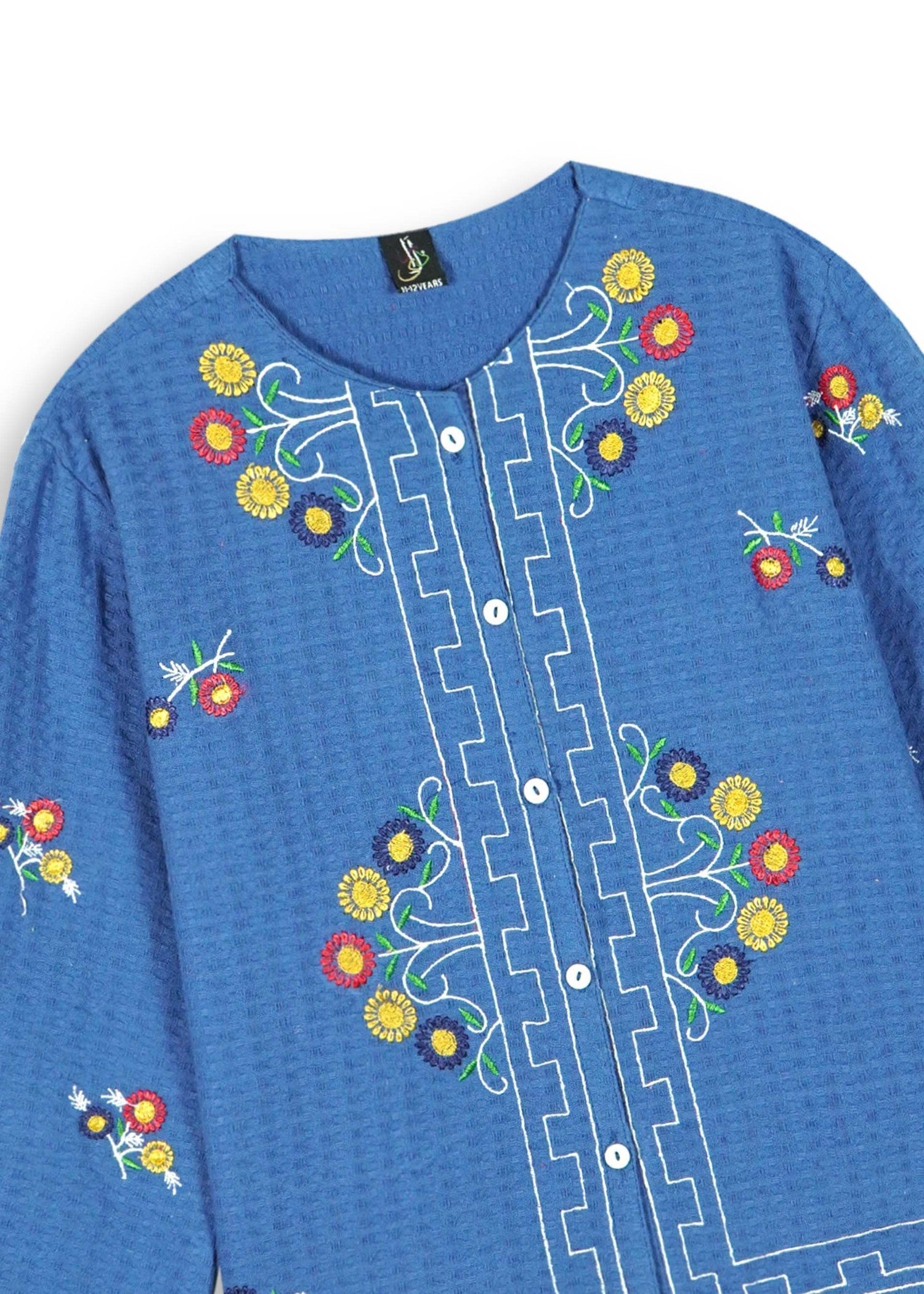BLUE-JACQUARD-EMBROIDERED-TOP-ELEGANT-WINTER-WEAR