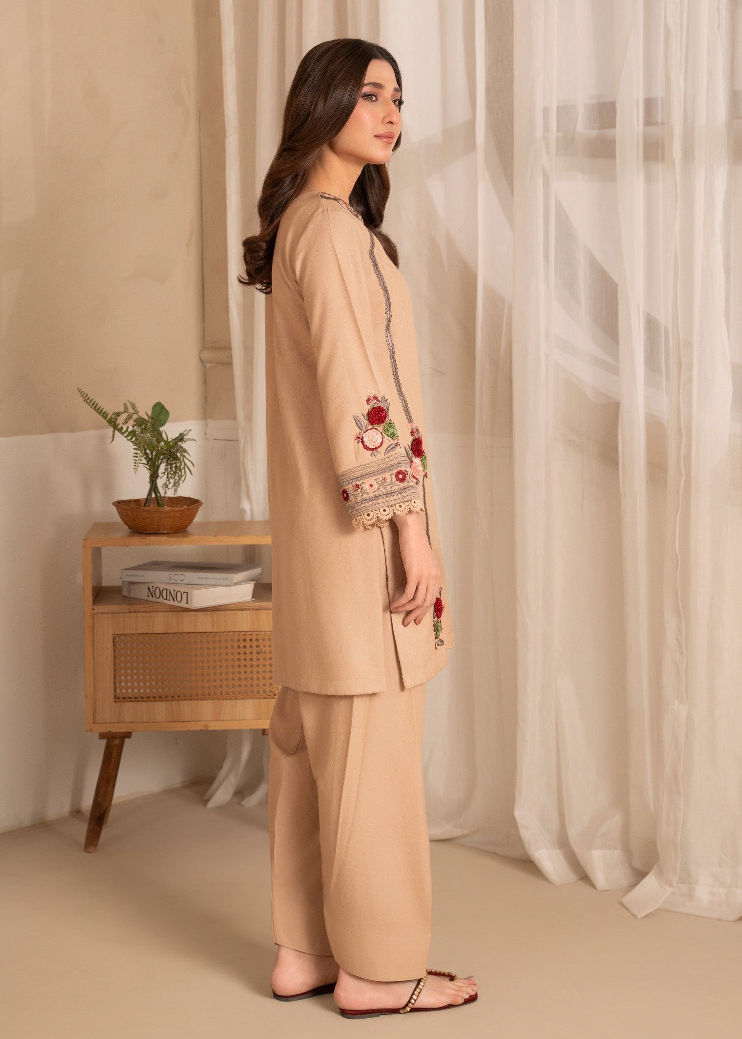 Lawn Kurta Set in Beige
