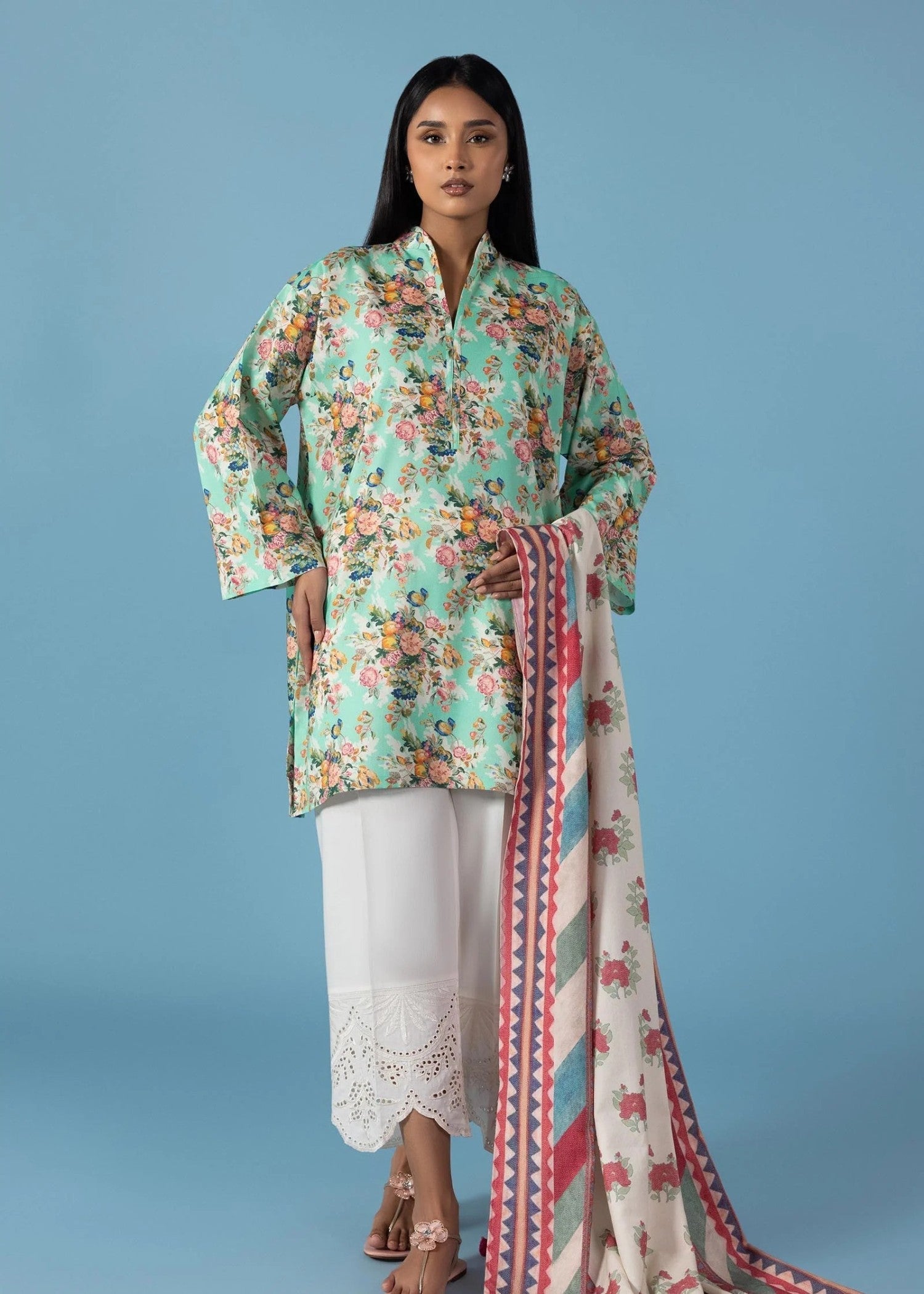 Sana Safinaz Stitched Linen Shirt + Dupatta - FW25BSP162P2D