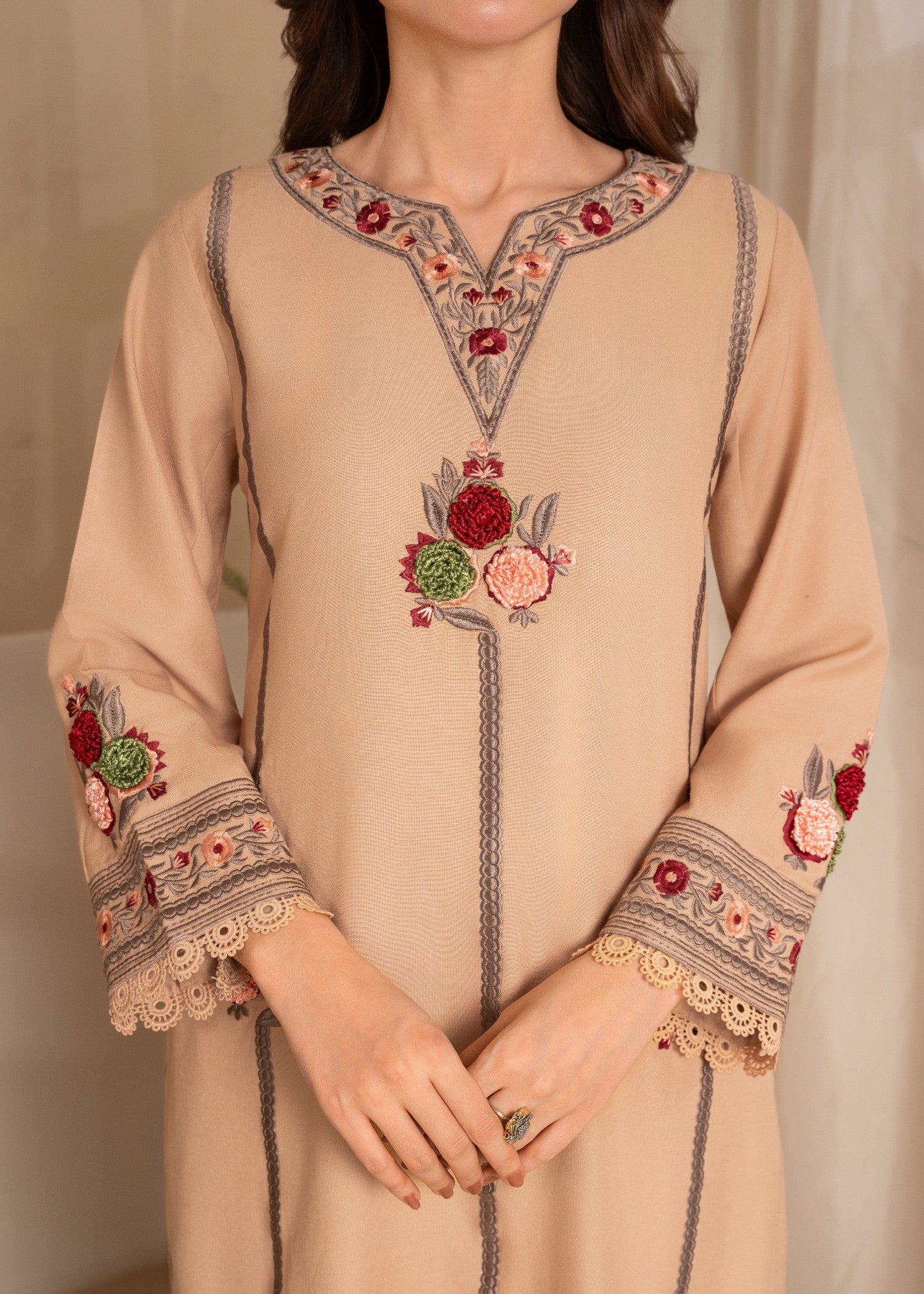 Lawn Kurta Set in Beige