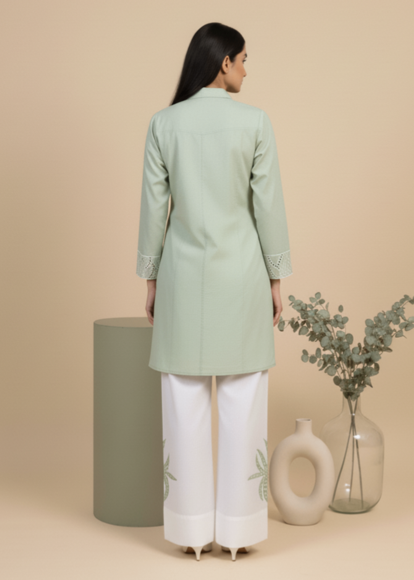 Lawn cotton Co Ord Sets in Pastel green
