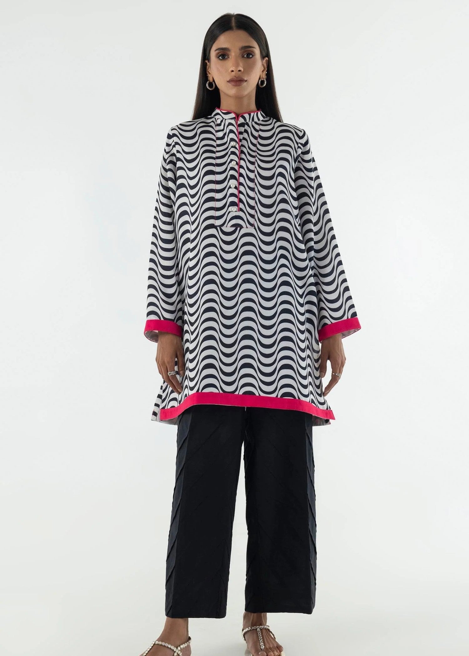 Sana Safinaz Stitched Basic Printed Shirt - FW24BSP119