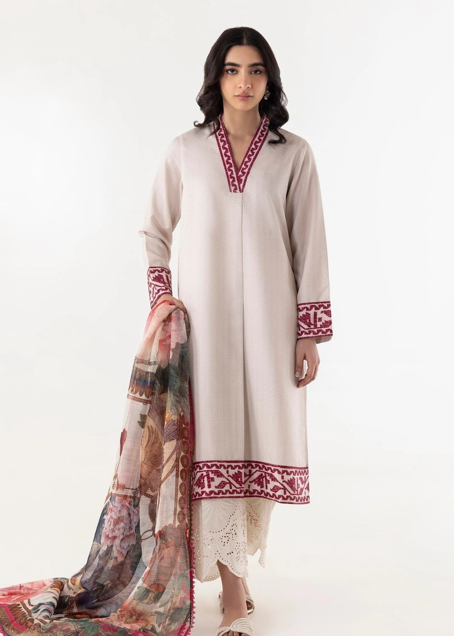 Sana Safinaz Stitched Blended Jacquard Shirt - SS25BSP123