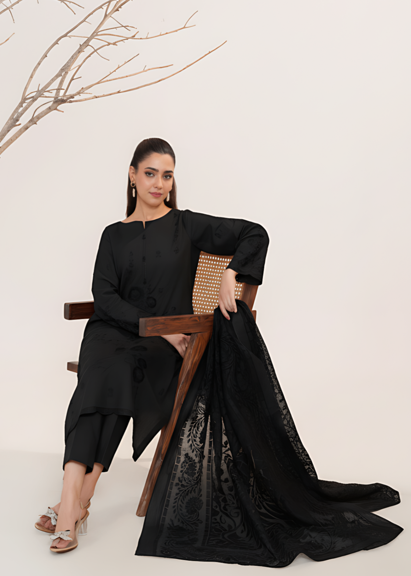 Lawn Kurta Set in Black