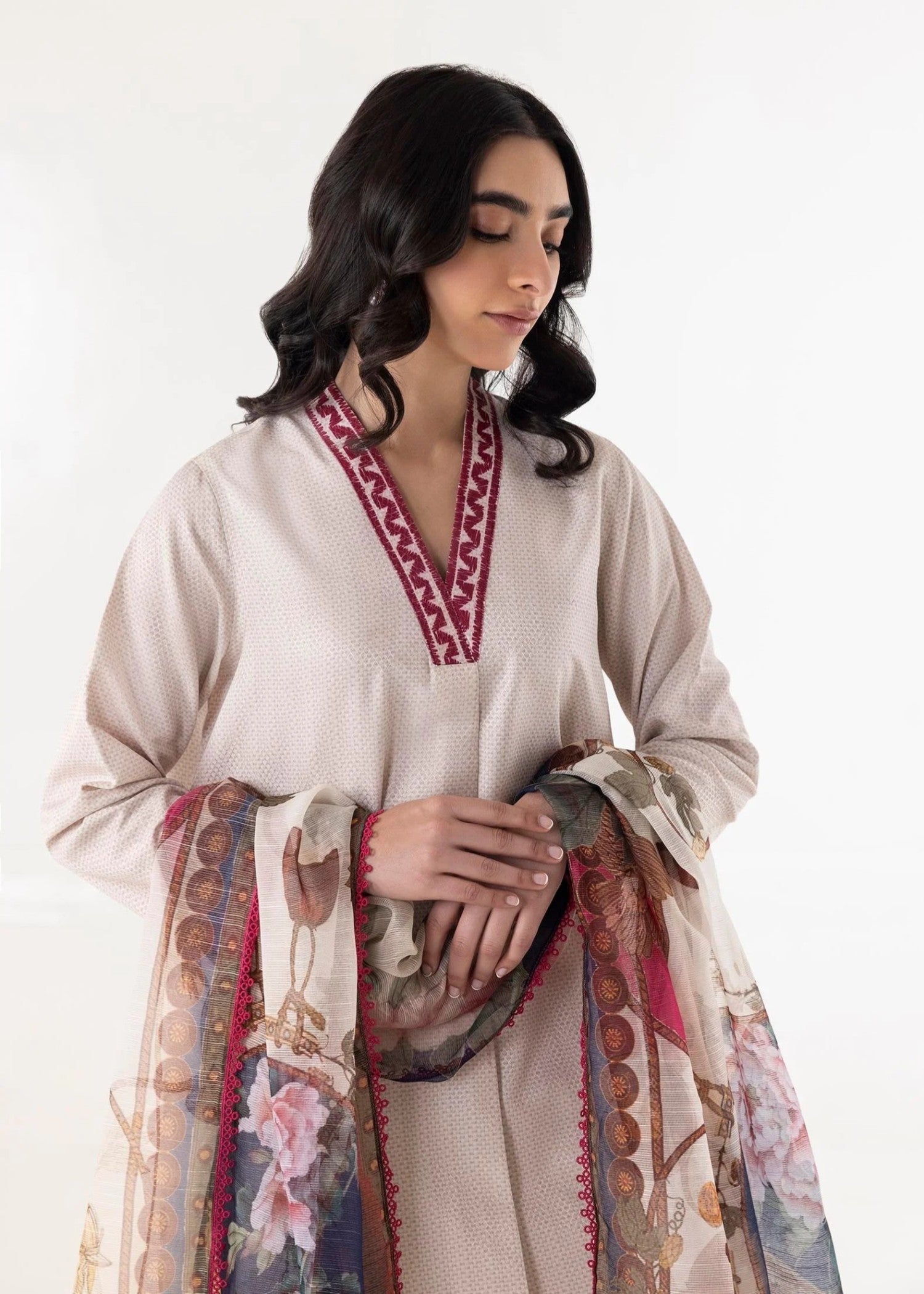 Sana Safinaz Stitched Blended Jacquard Shirt - SS25BSP123