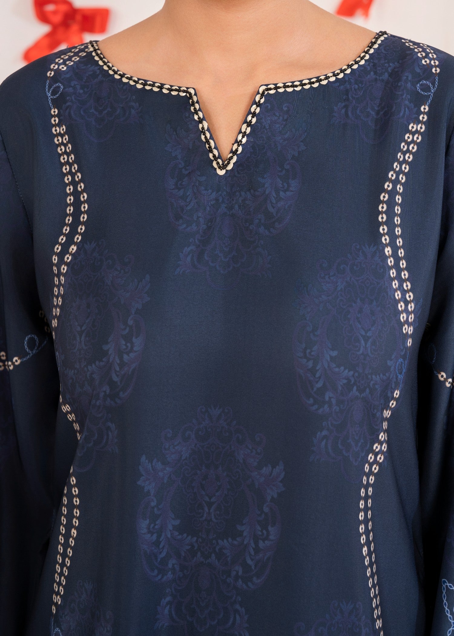 Poly silk Kaftan in Navy blue