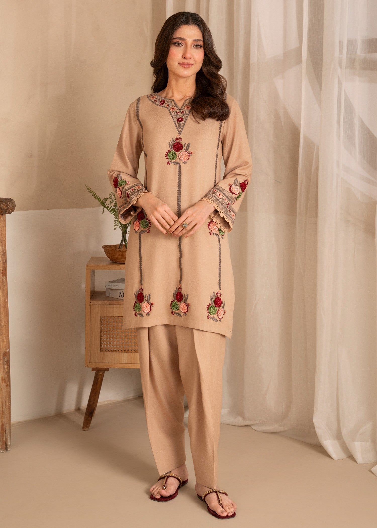 Lawn Kurta Set in Beige