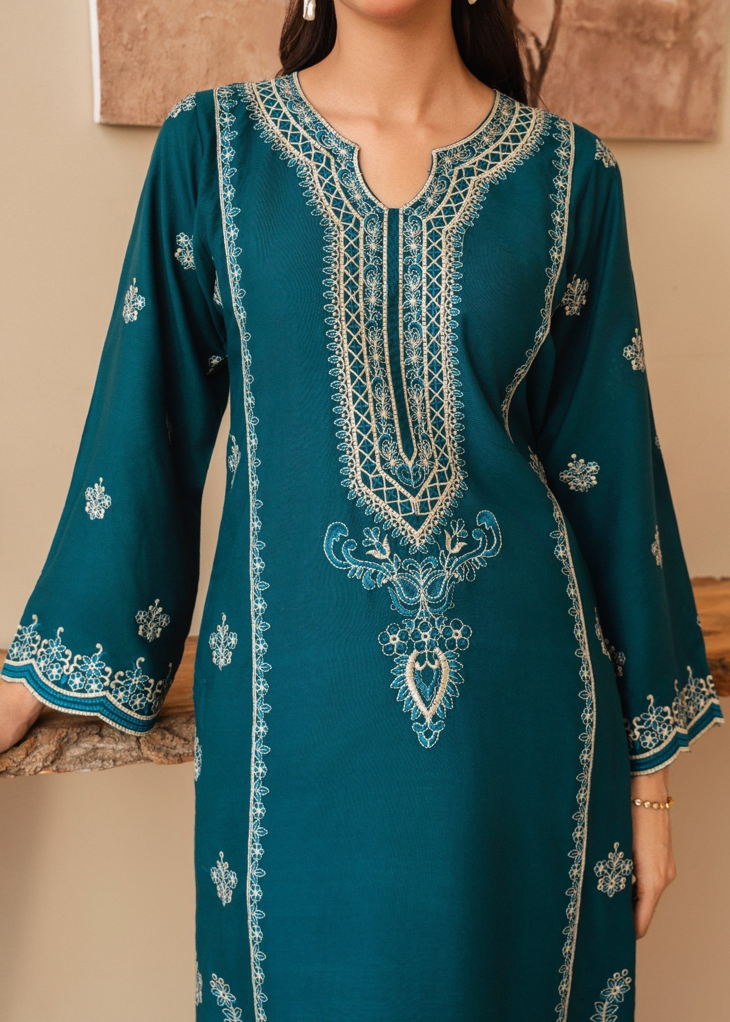 Tehzeeb Libas SEA BLUE EMBROIDERED 2PC