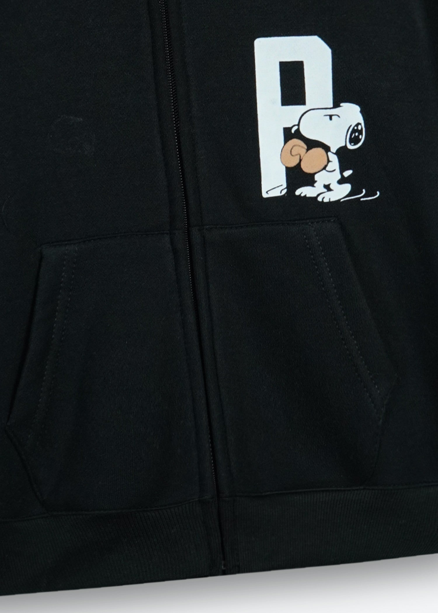 SNOOPY-KIDS-ZIP-UP-HOODIE-BLACK-100 - Cotton Fleece