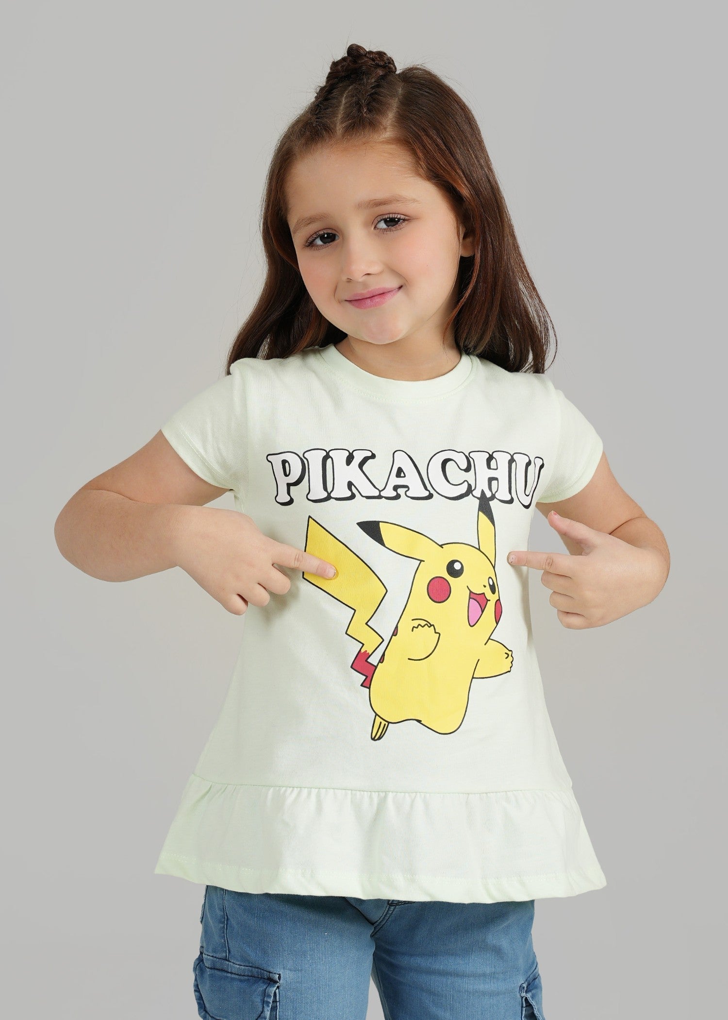 GIRLS-PURE-COTTON-PIKACHU-PRINTED-FROCK