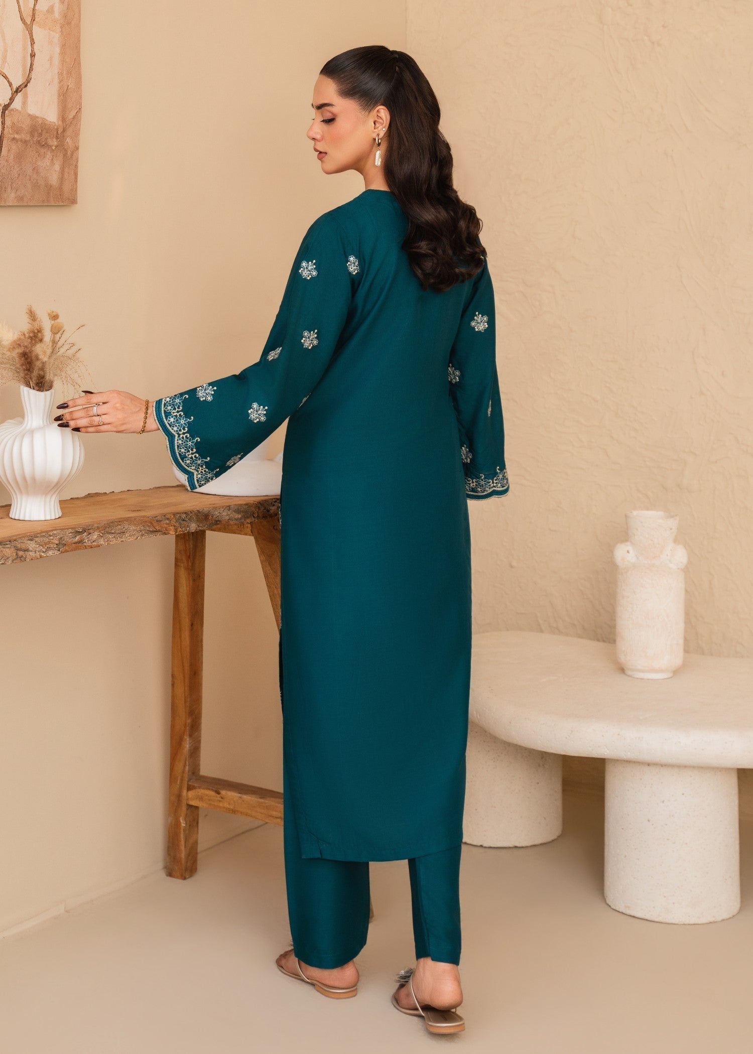 Tehzeeb Libas SEA BLUE EMBROIDERED 2PC