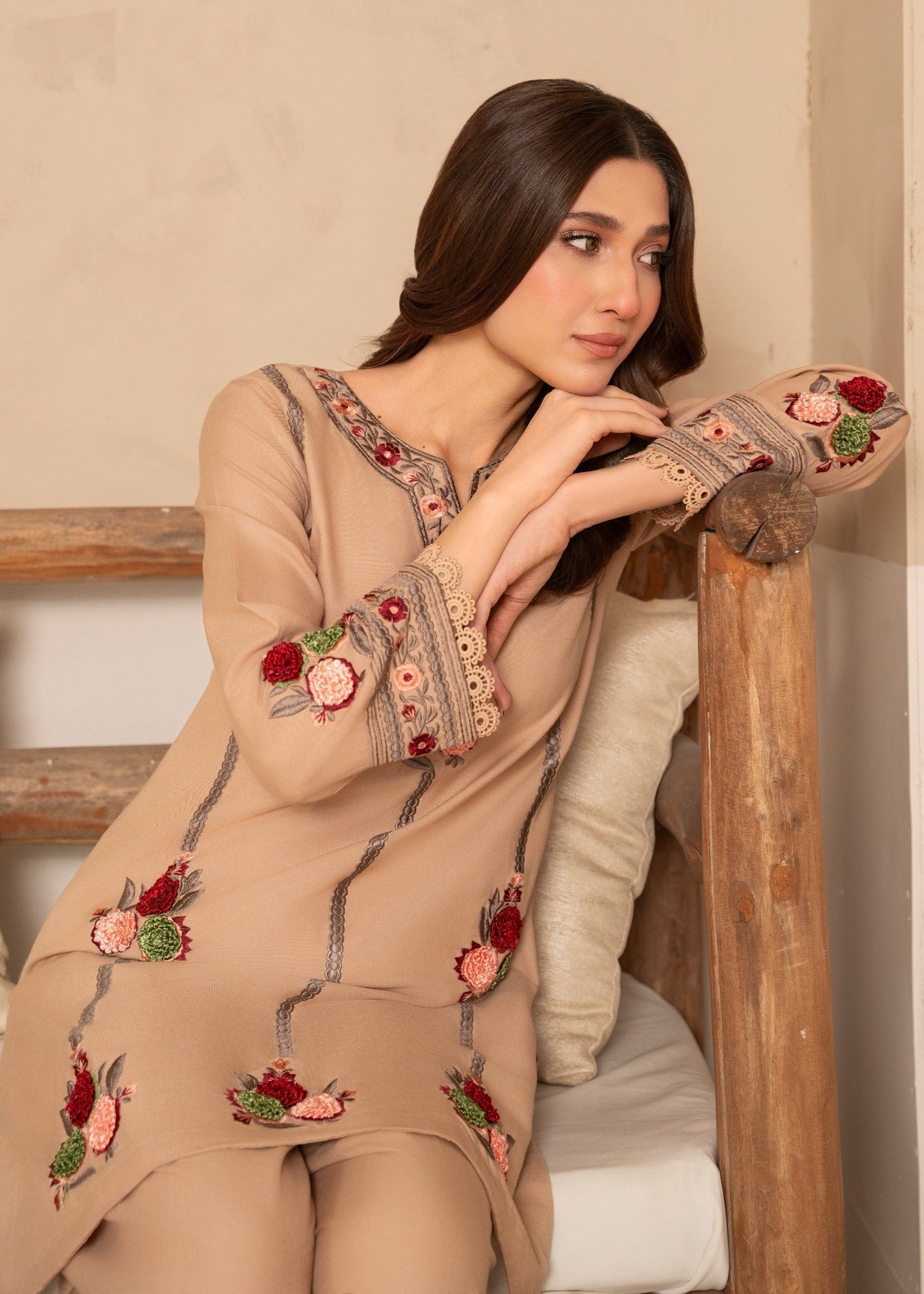 Lawn Kurta Set in Beige