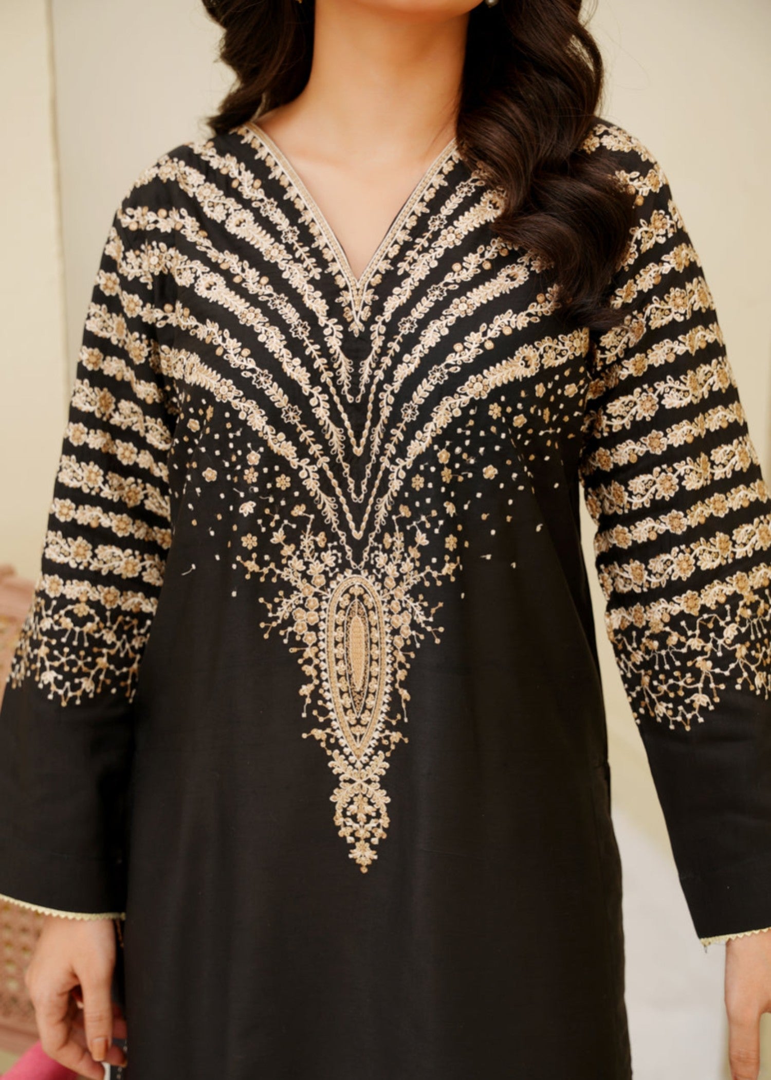 Tehzeeb Libas BLACK PEACOCK EMBROIDERED 3PC